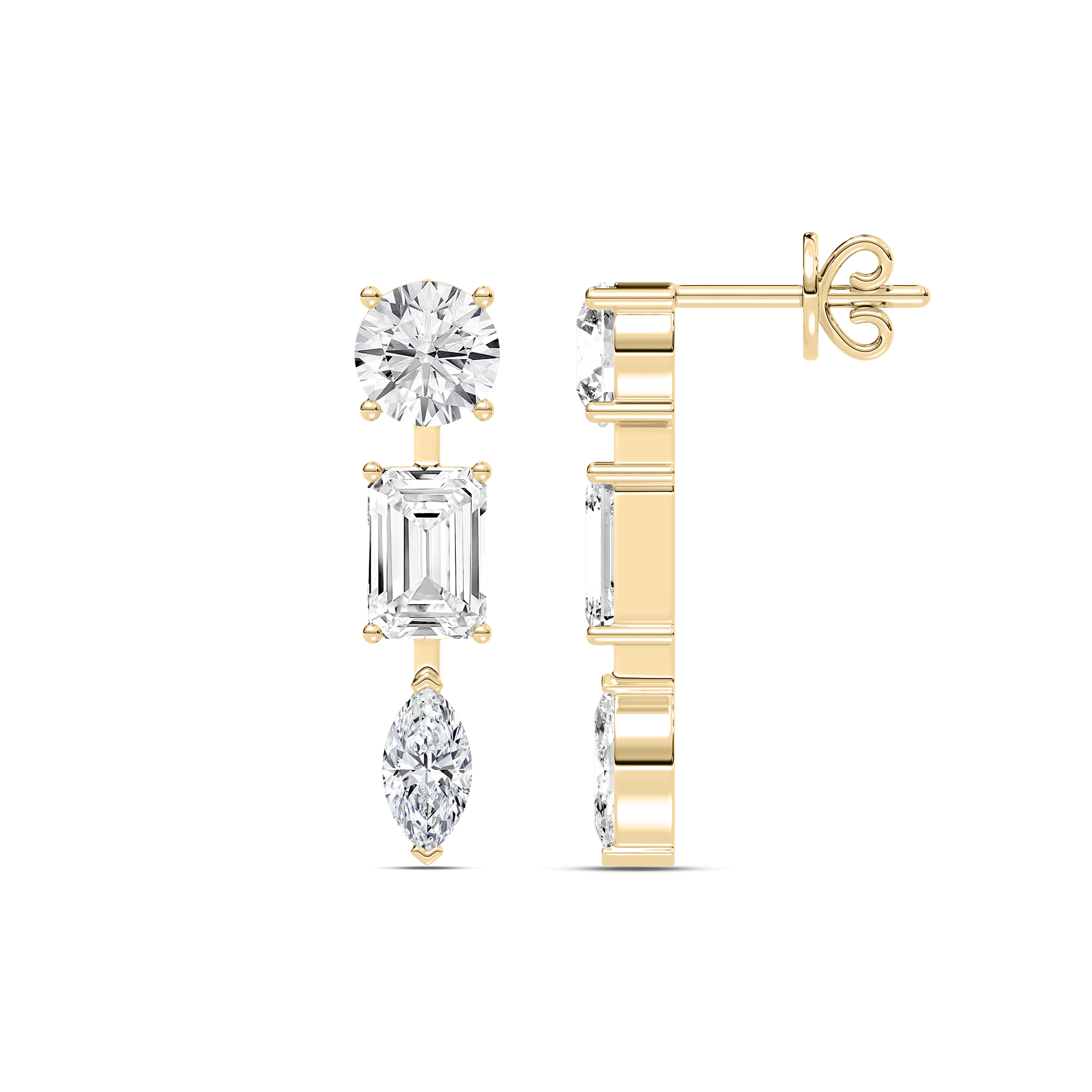Straight Symmetrical Multi Shapes Danglers Earrings