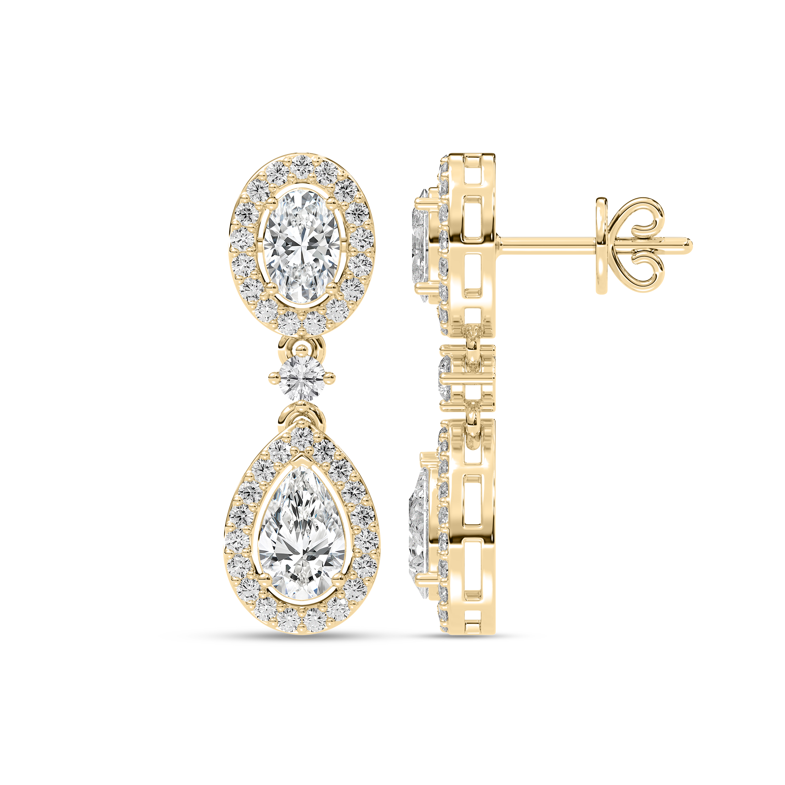 Trinity Promise Oval Diamond Dangler Earrings 