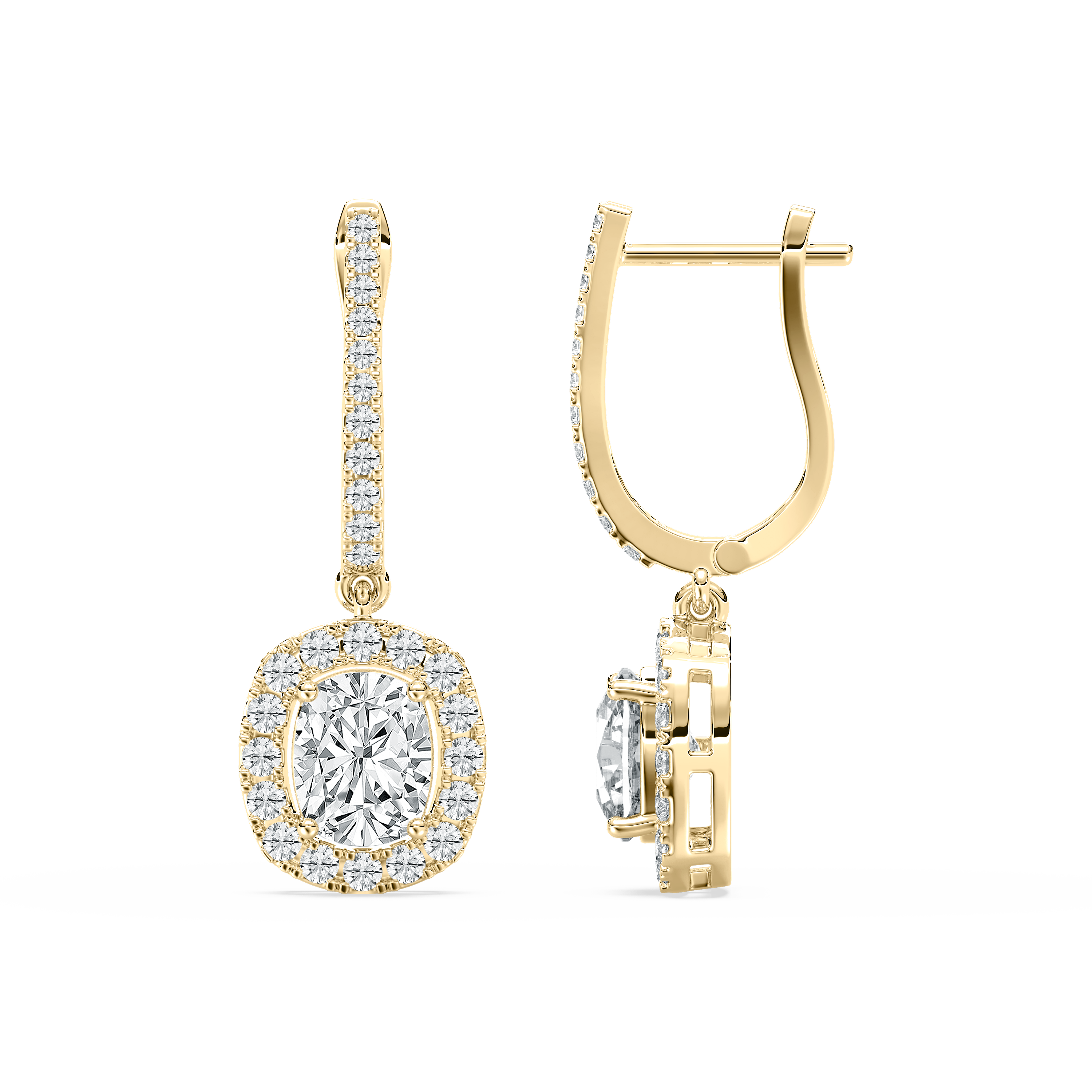 Cushion Cut Diamond Halo Earring