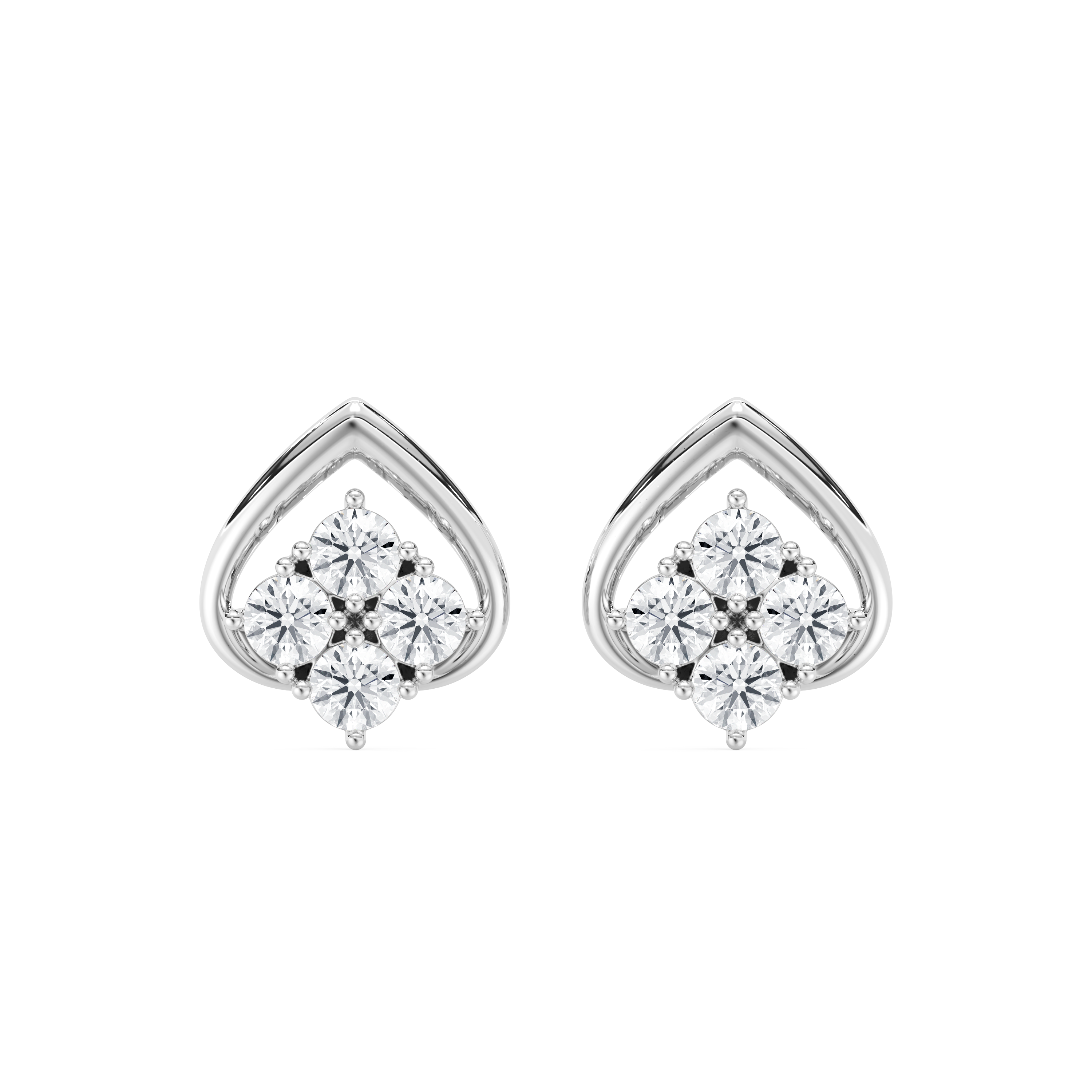 Shining Spade Round Diamond Studs