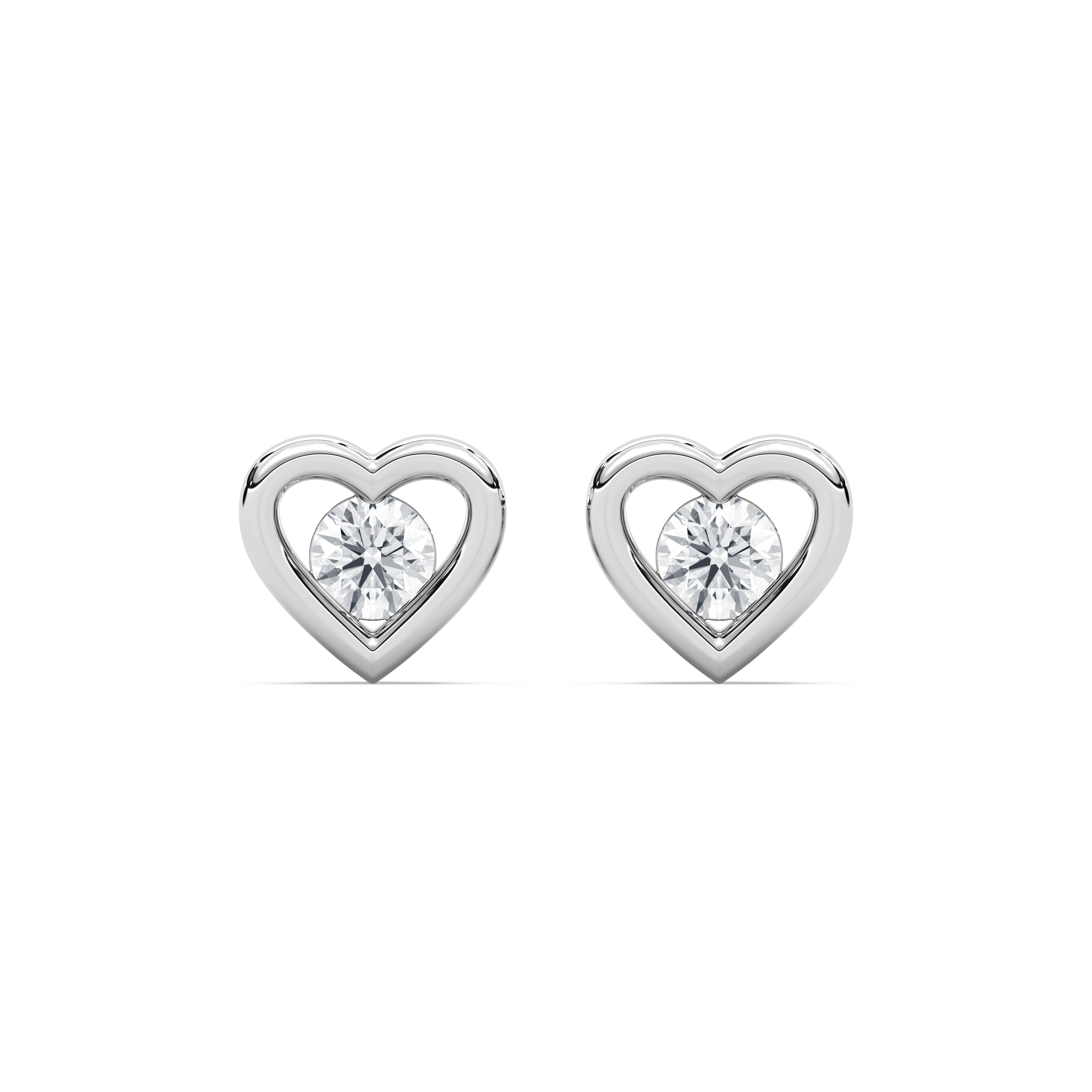 Solitaire in Heart Kids Diamond Studs