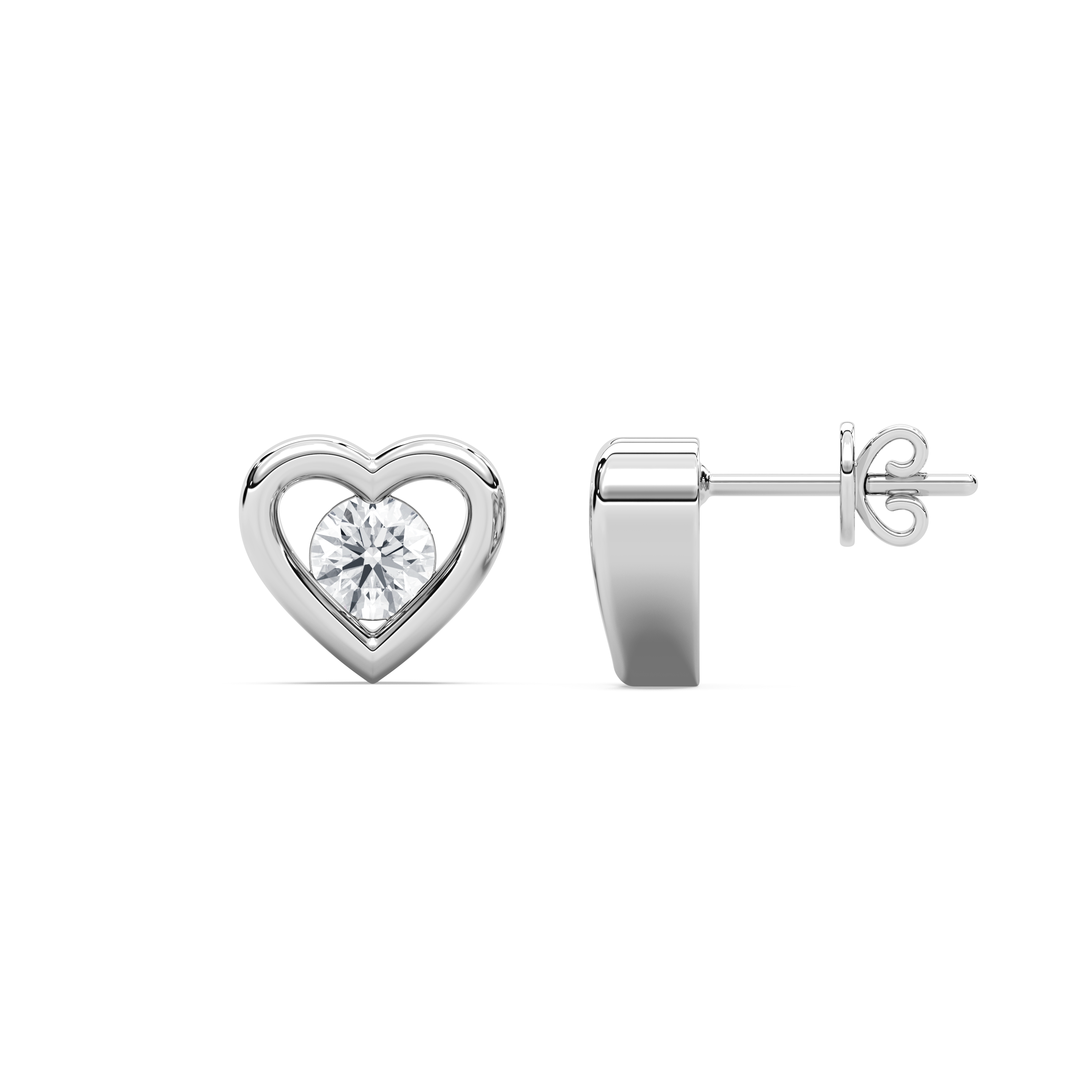 Solitaire in Heart Kids Diamond Studs