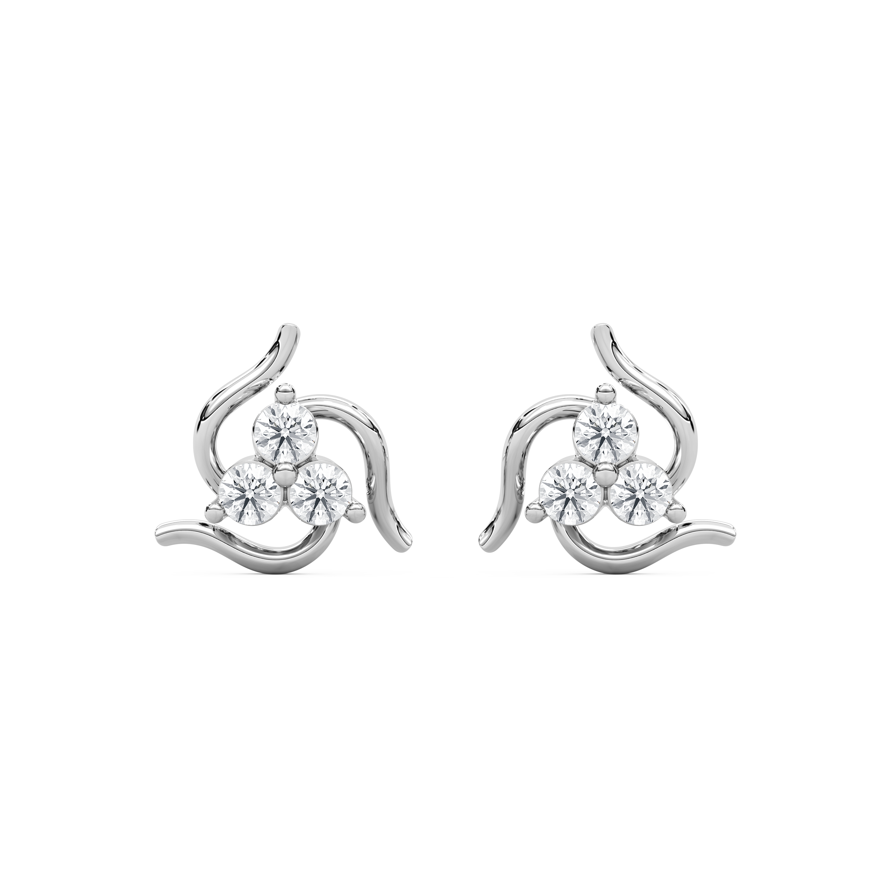 Round Diamonds Swiveling Star Studs