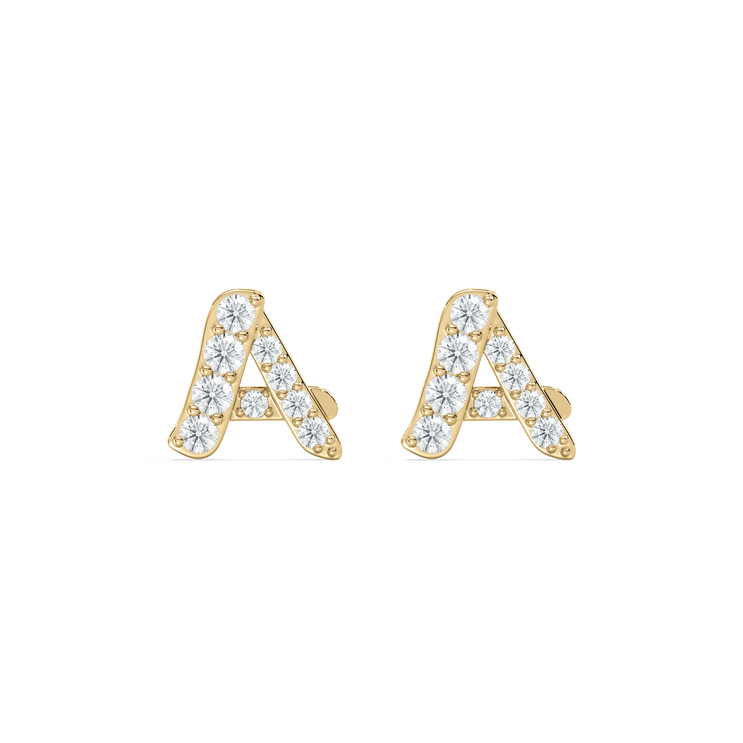 A Initial Alphabet Diamond  Earring