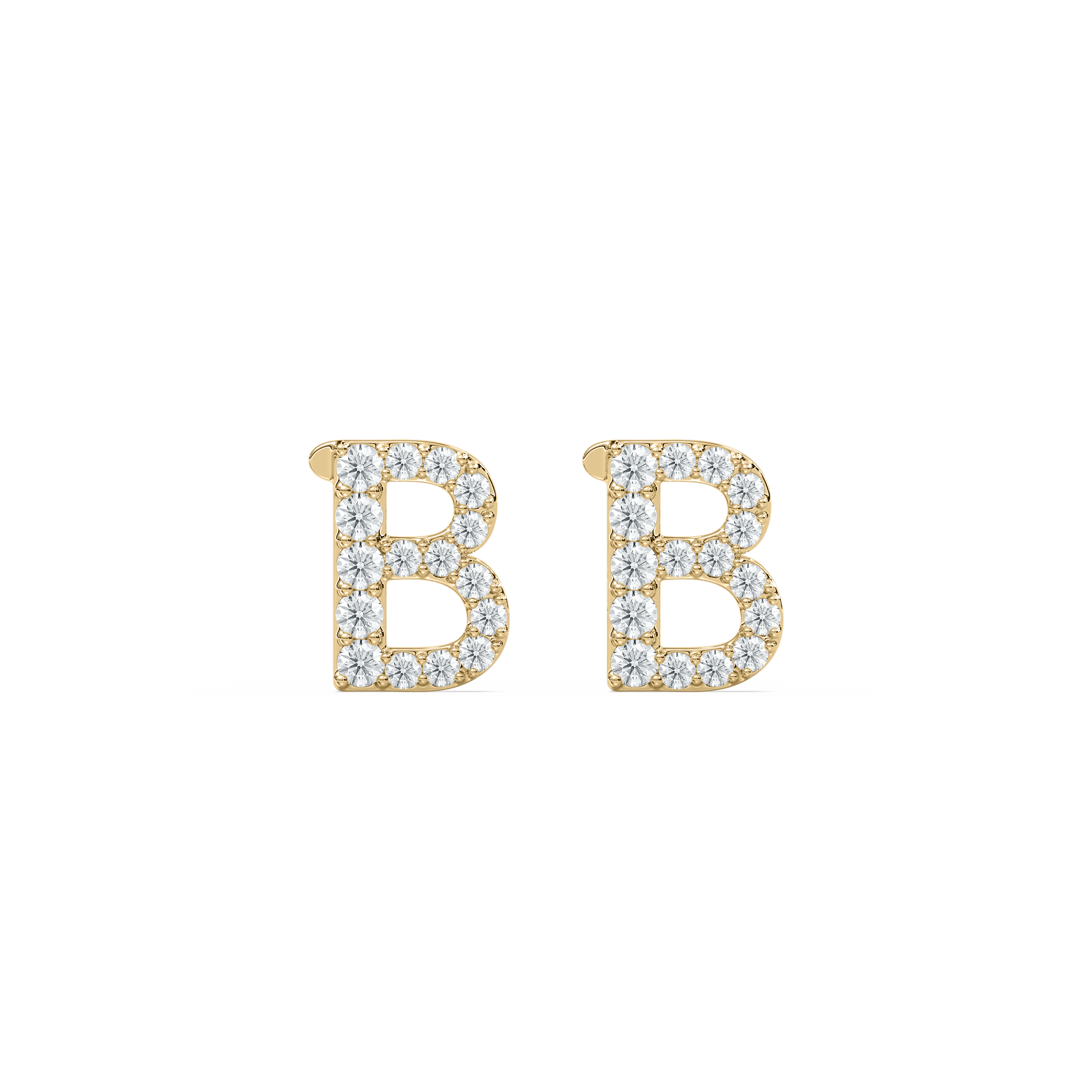 B Initial Alphabet Diamond  Earring