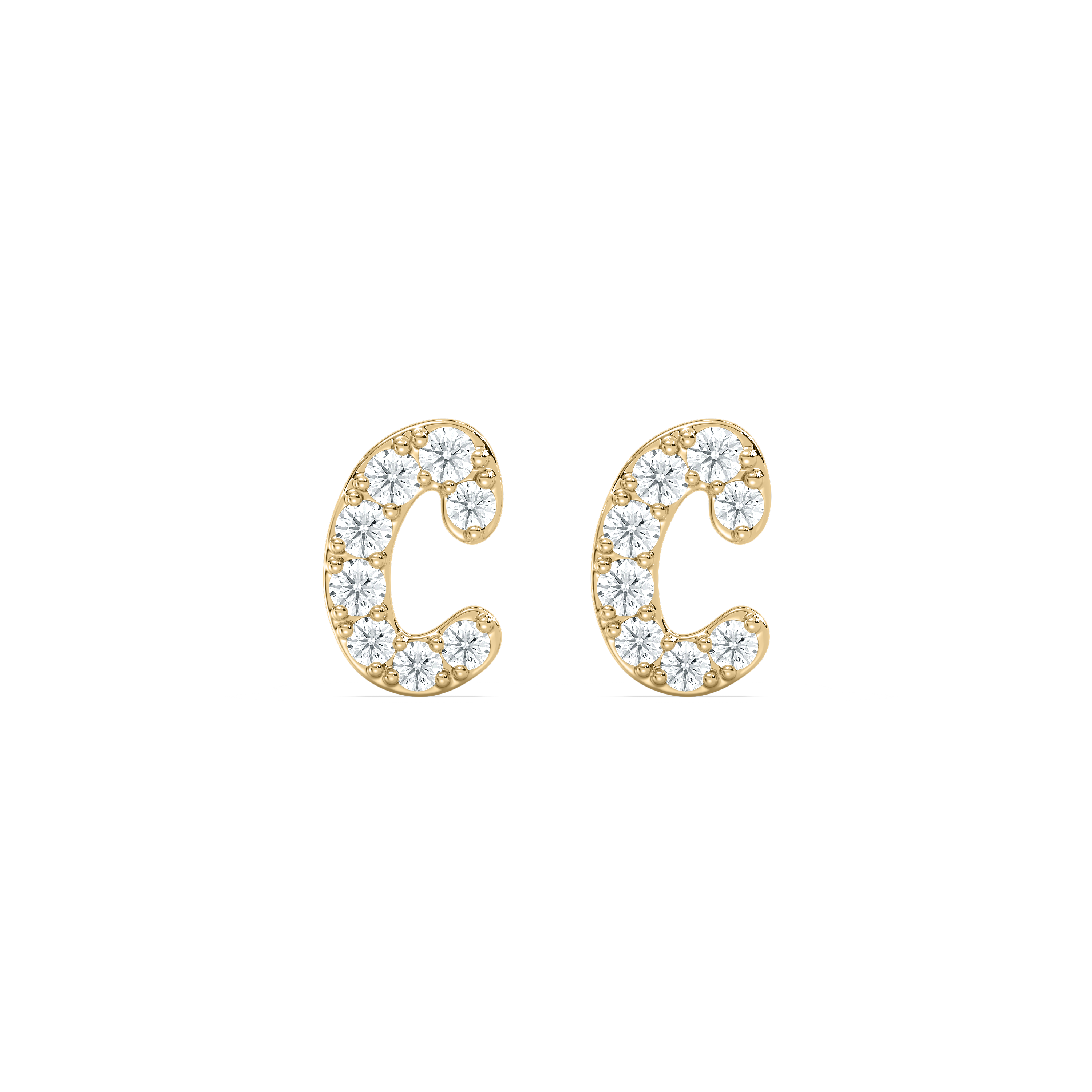 C Initial Alphabet Diamond  Earring
