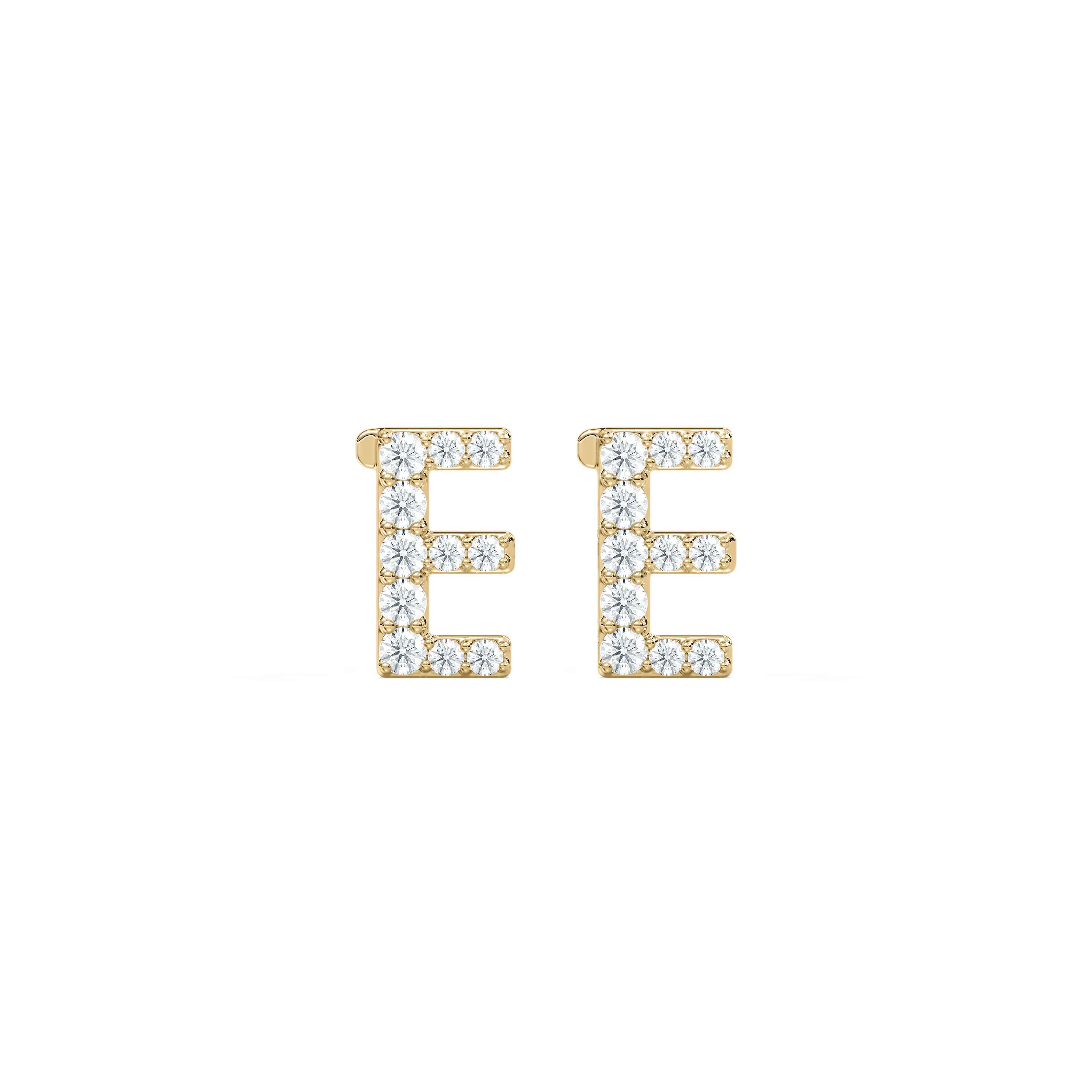 E Initial Alphabet Diamond  Earring