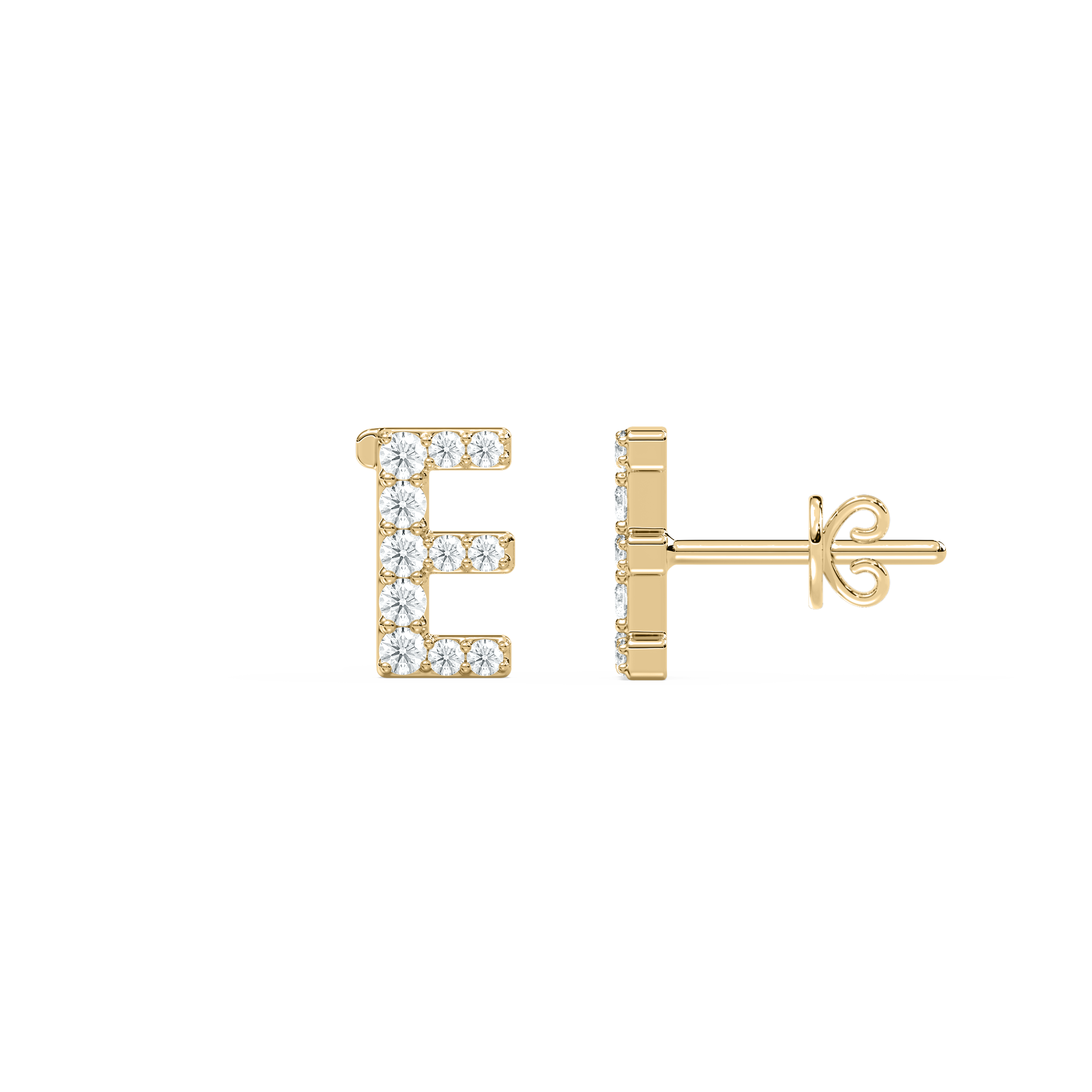 E Initial Alphabet Diamond  Earring