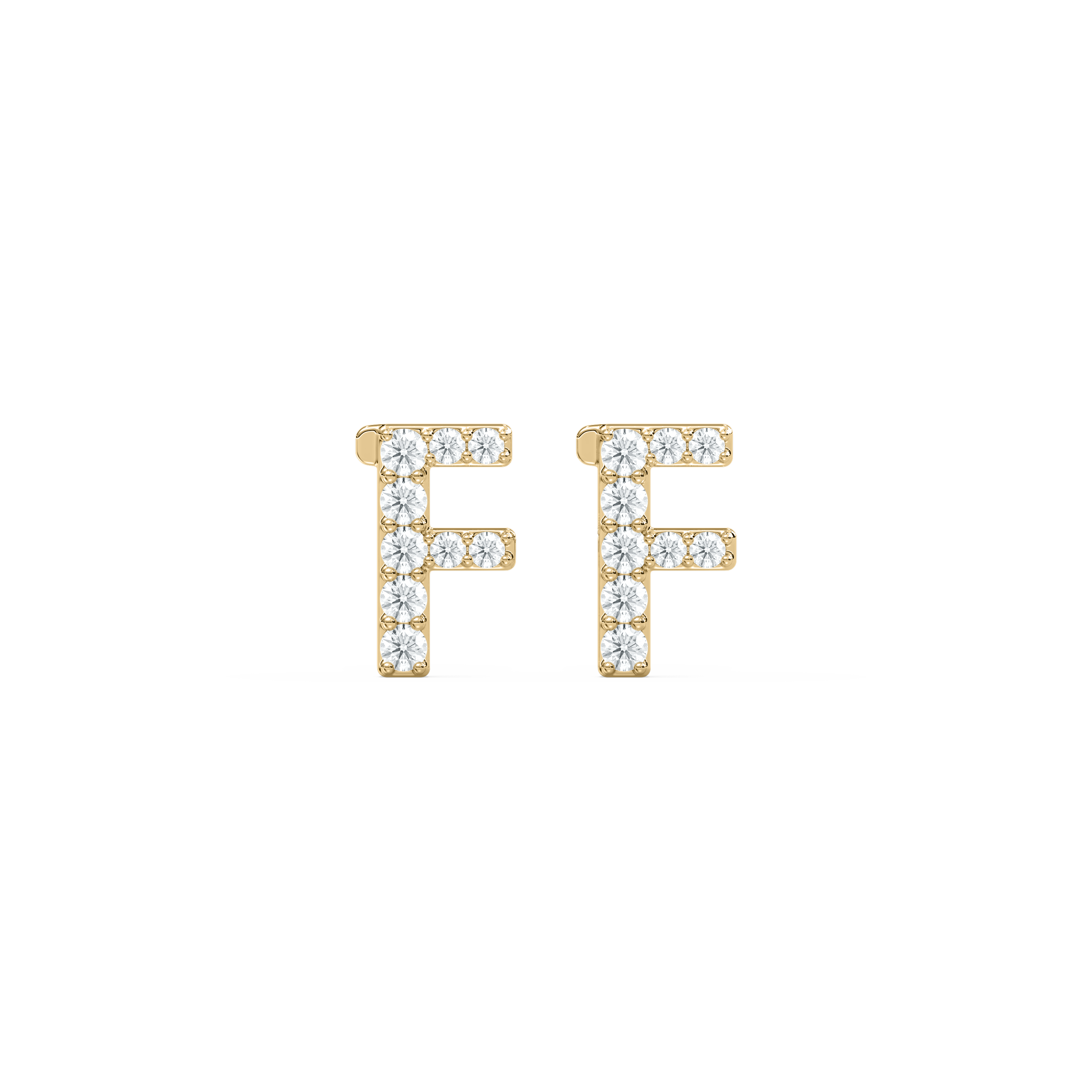 F Initial Alphabet Diamond  Earring