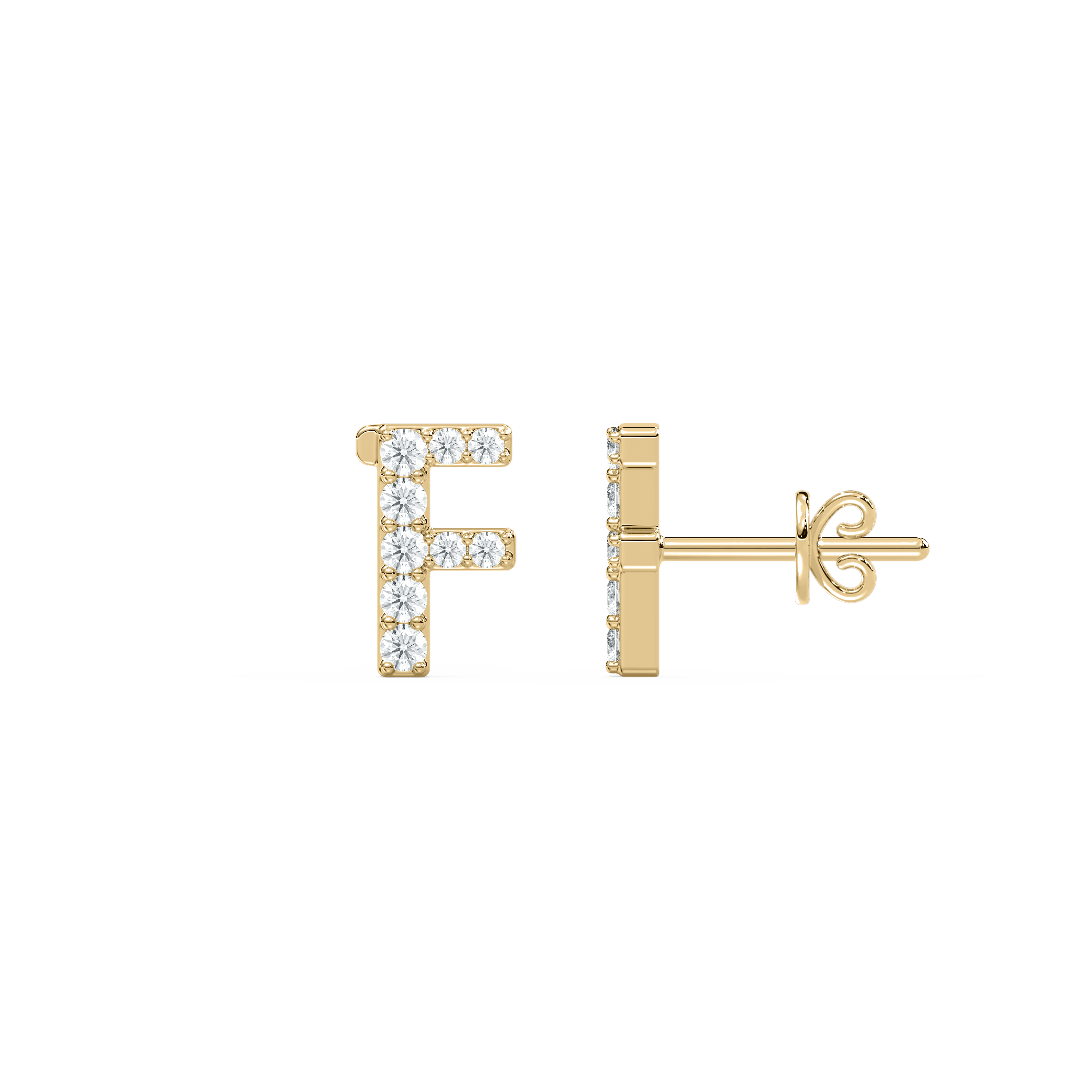 F Initial Alphabet Diamond  Earring