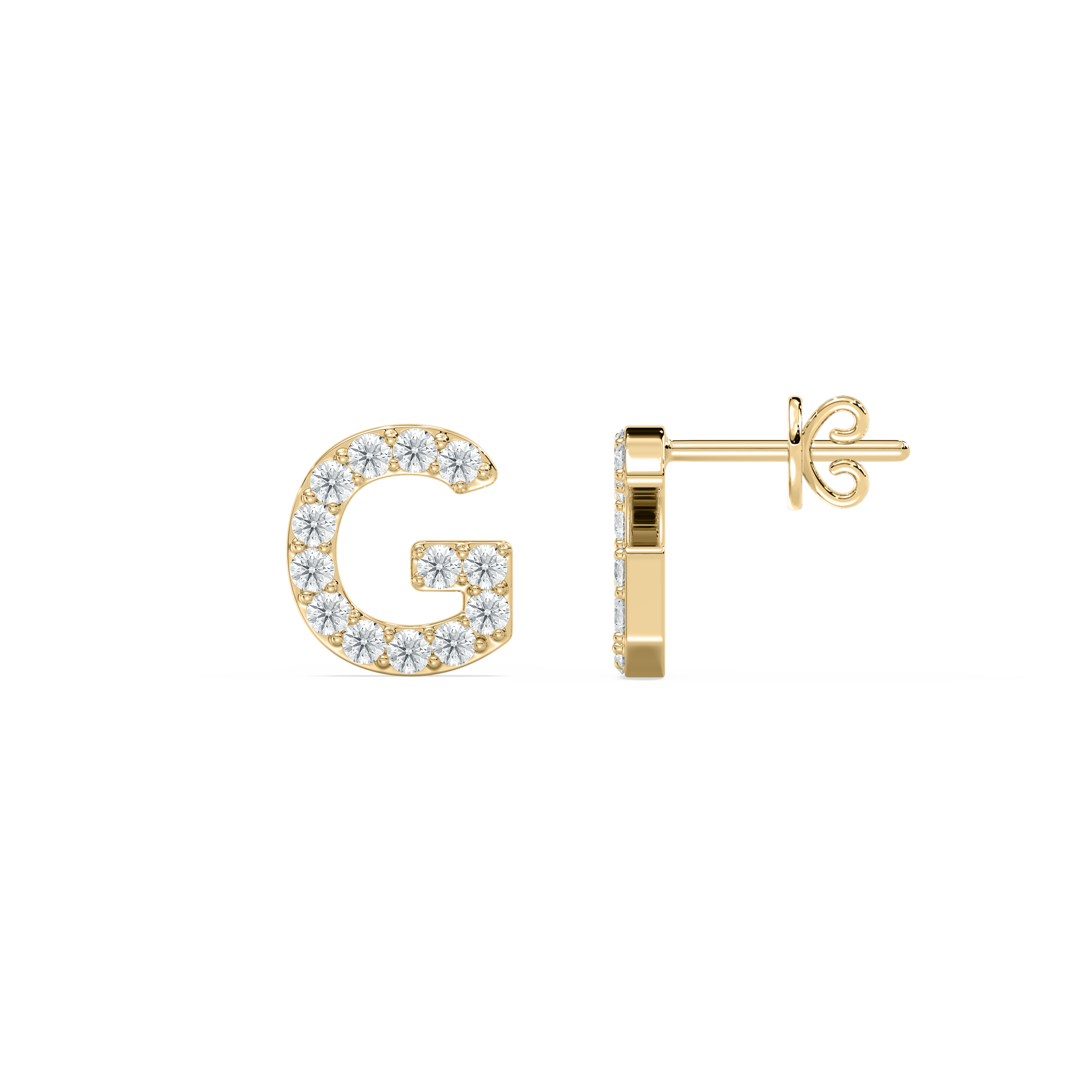 G Initial Alphabet Diamond  Earring