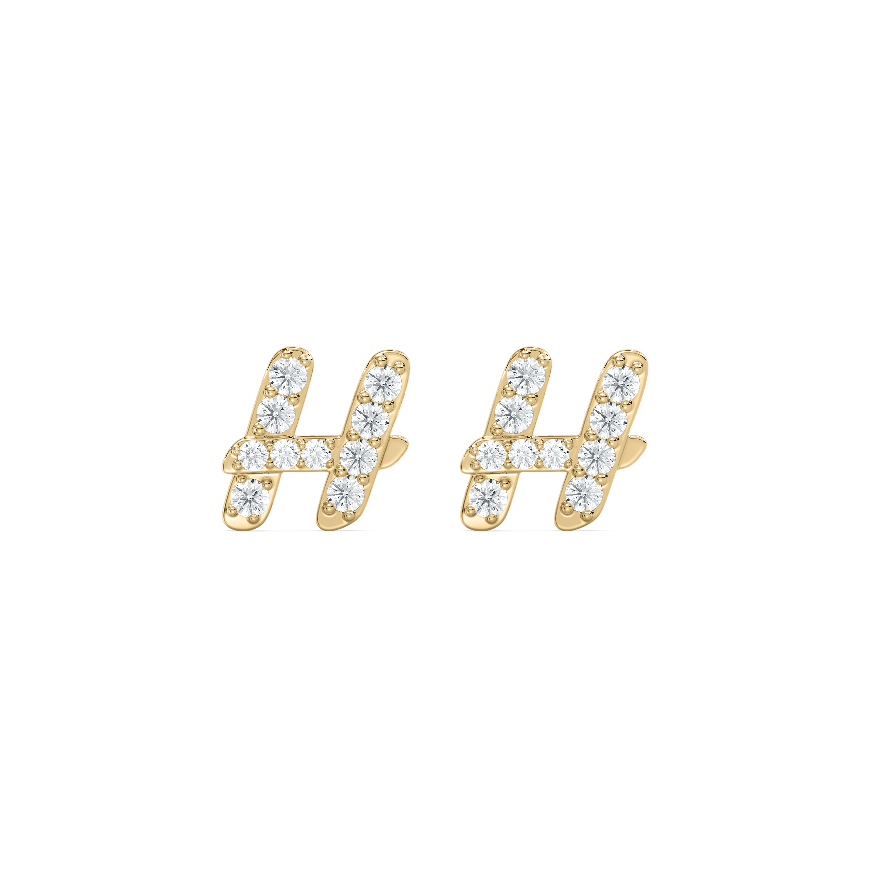 H Initial Alphabet Diamond  Earring