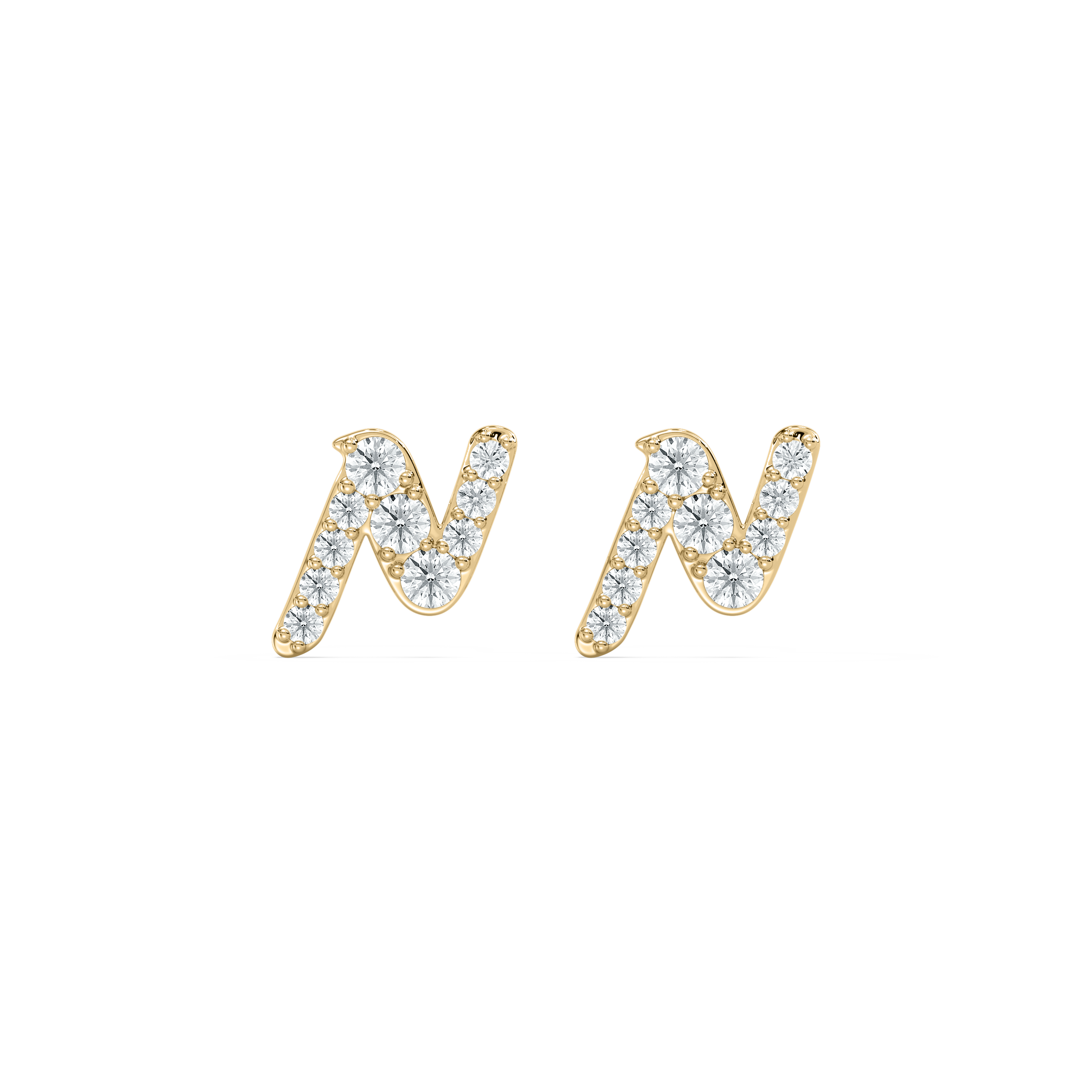 N Initial Alphabet Diamond  Earring