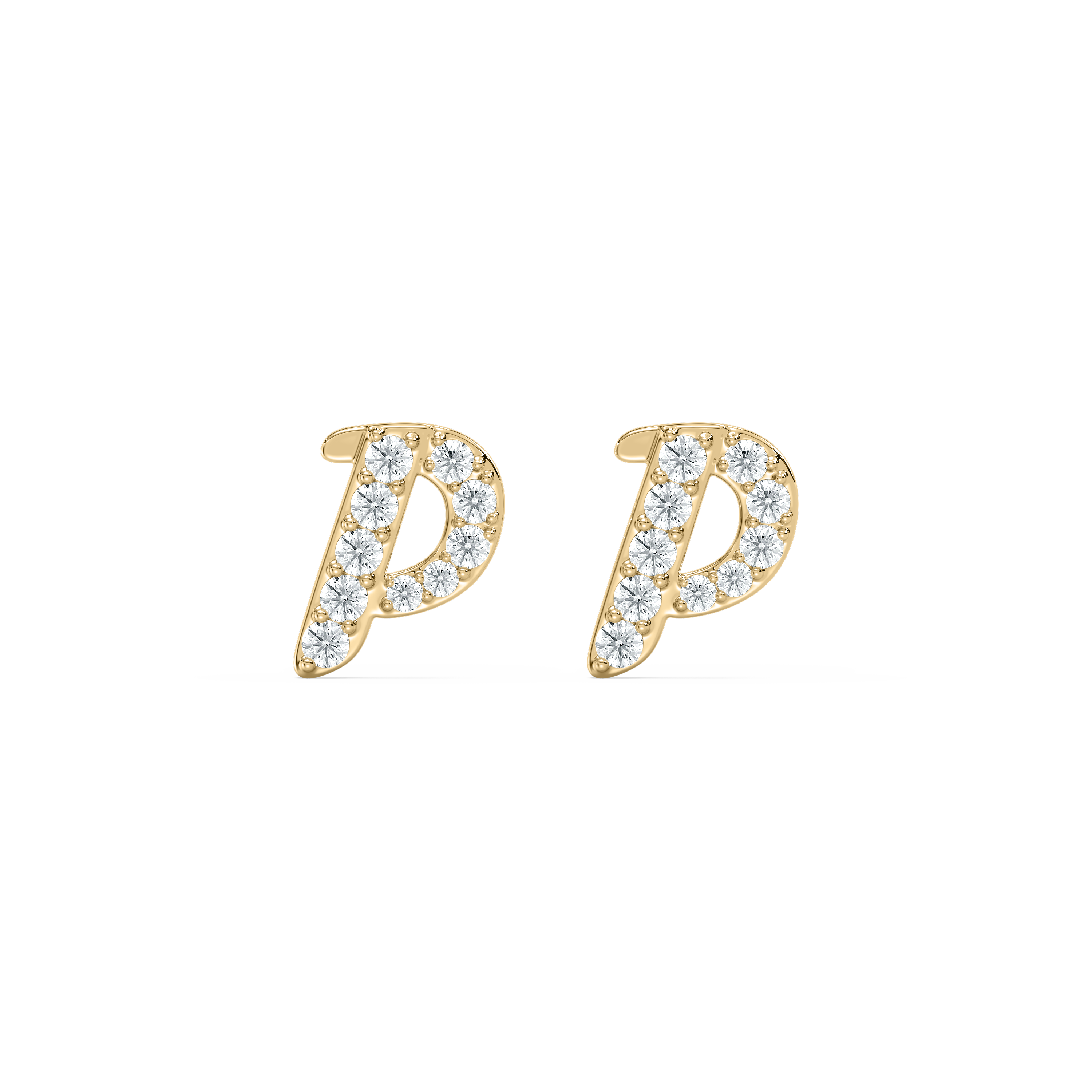P Initial Alphabet Diamond  Earring