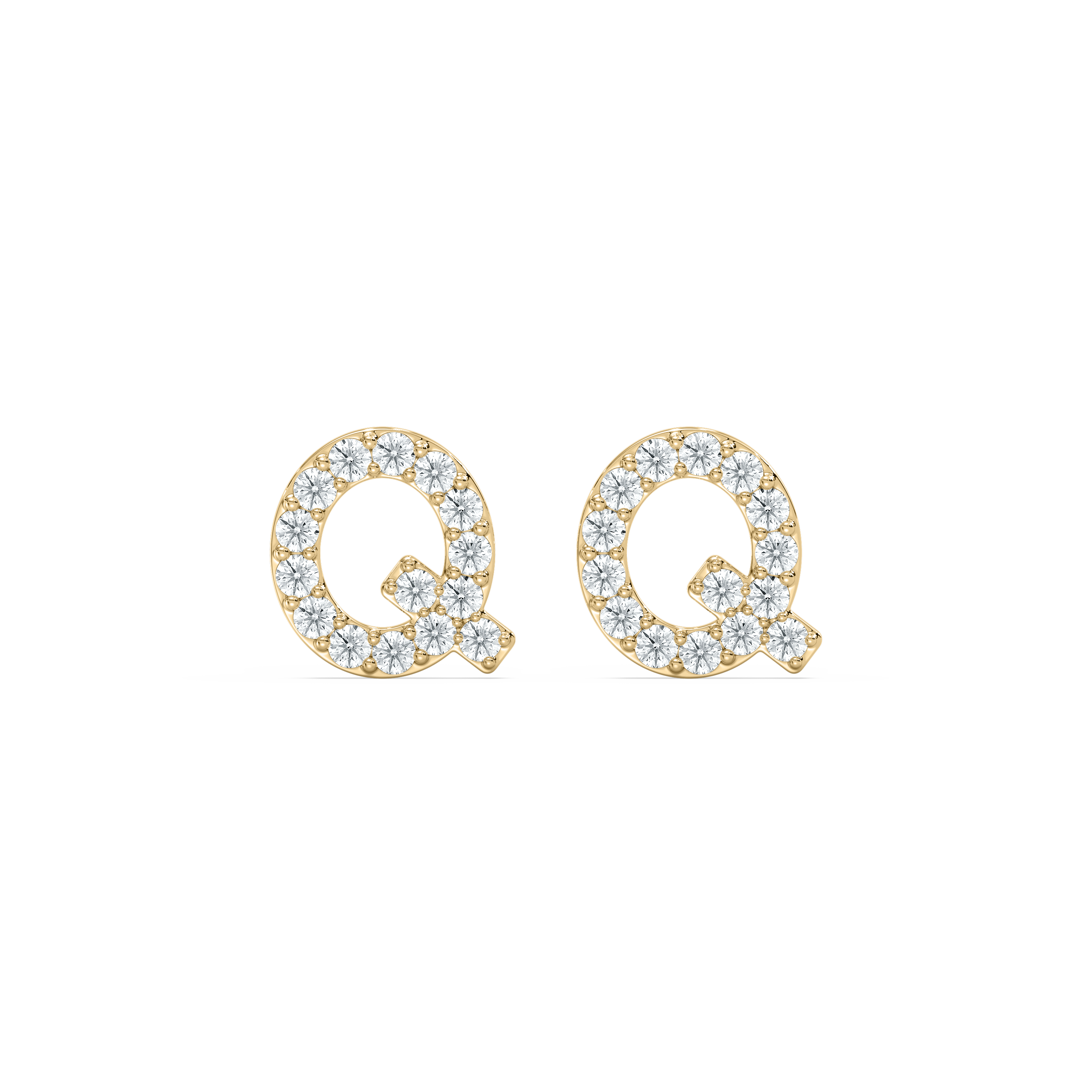 Q Initial Alphabet Diamonds Earring