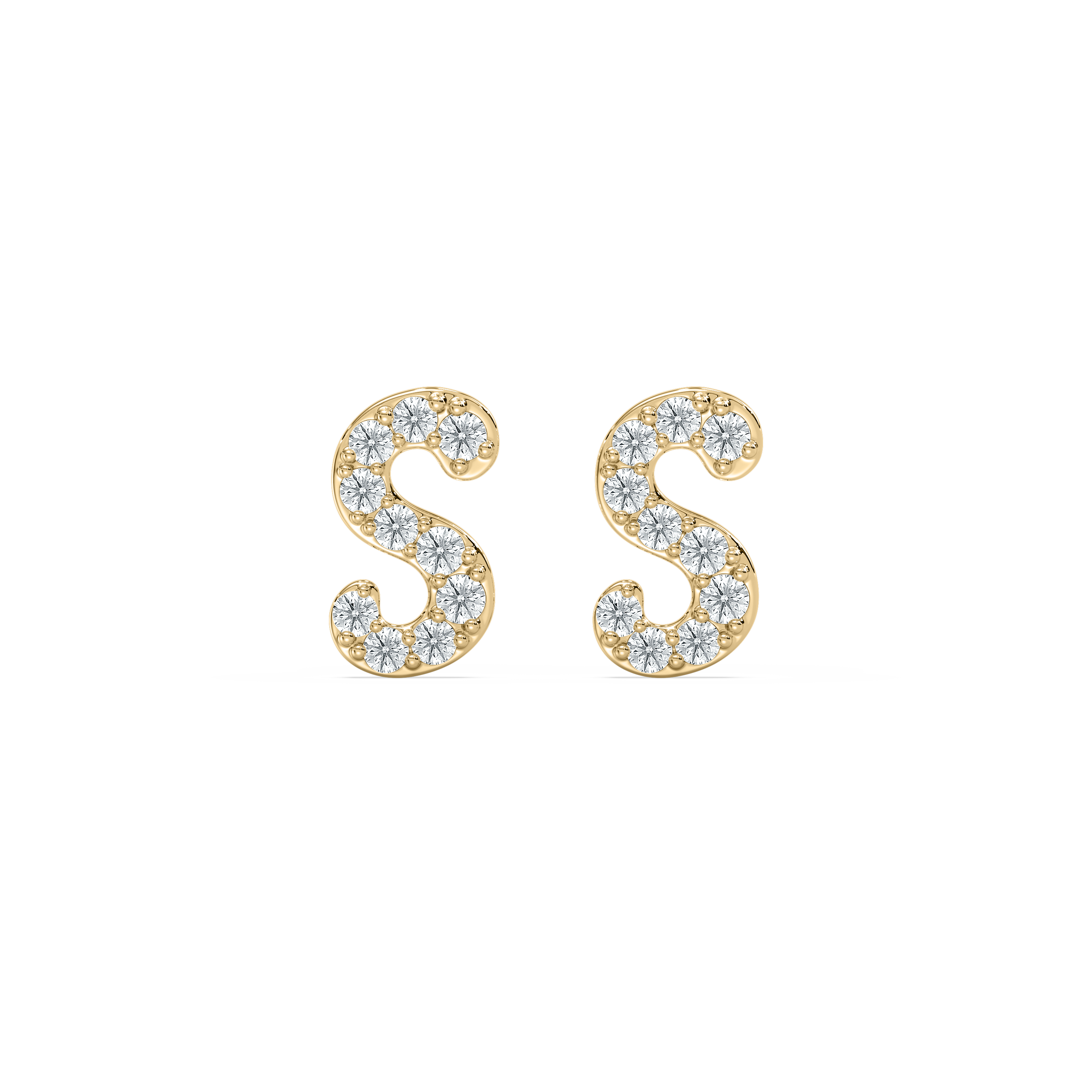 S Initial Alphabet Diamond  Earring