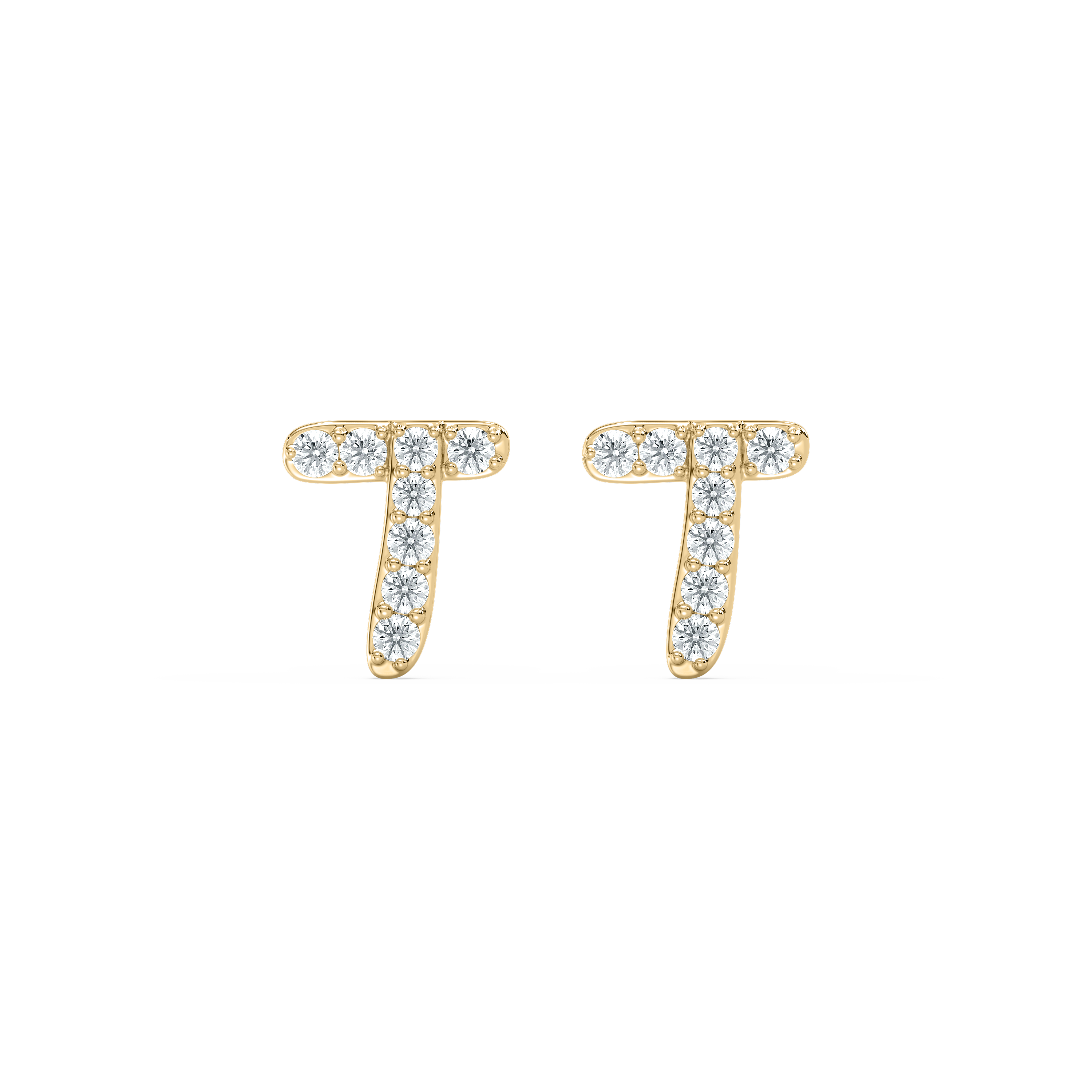 T Initial Alphabet Diamond  Earring