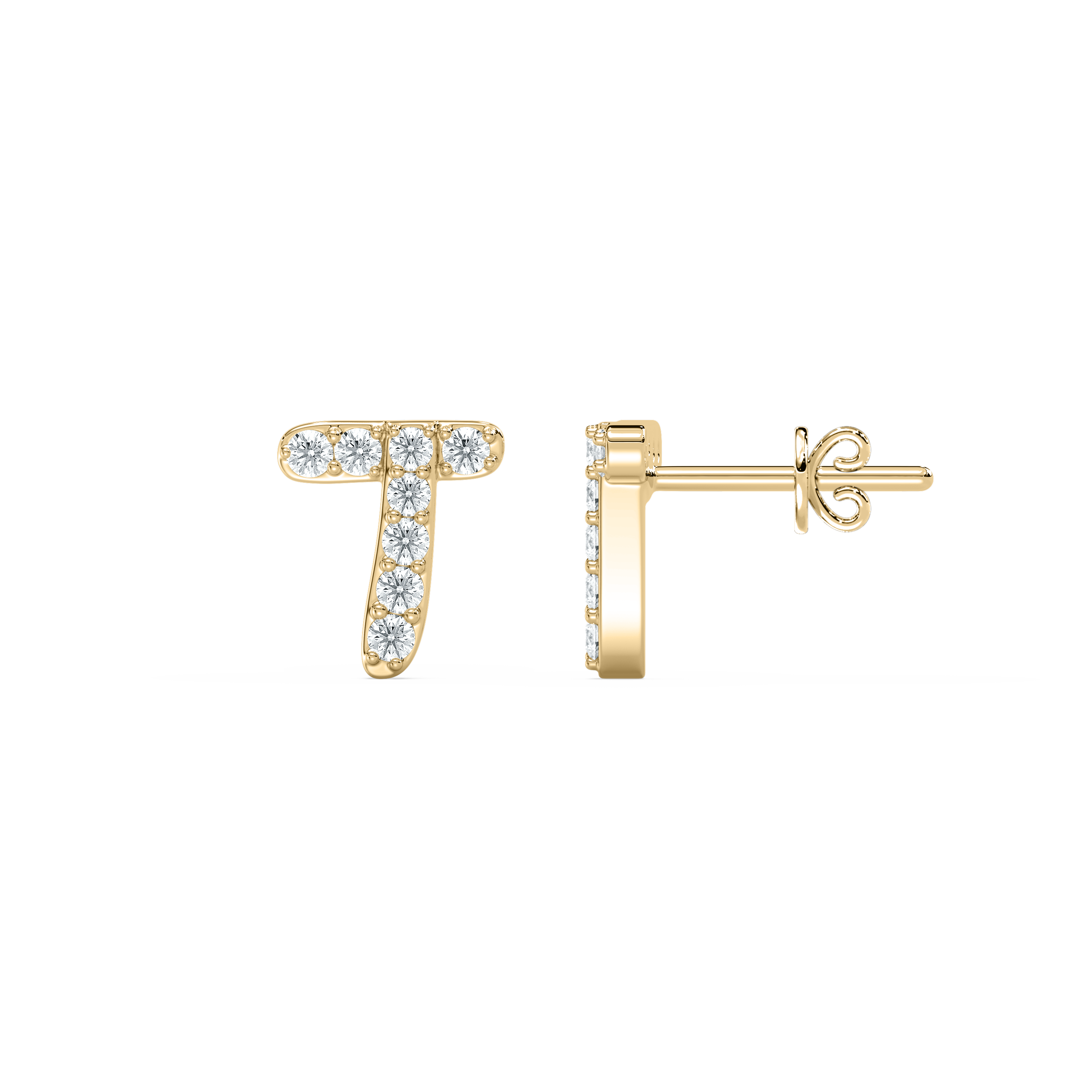 T Initial Alphabet Diamond  Earring