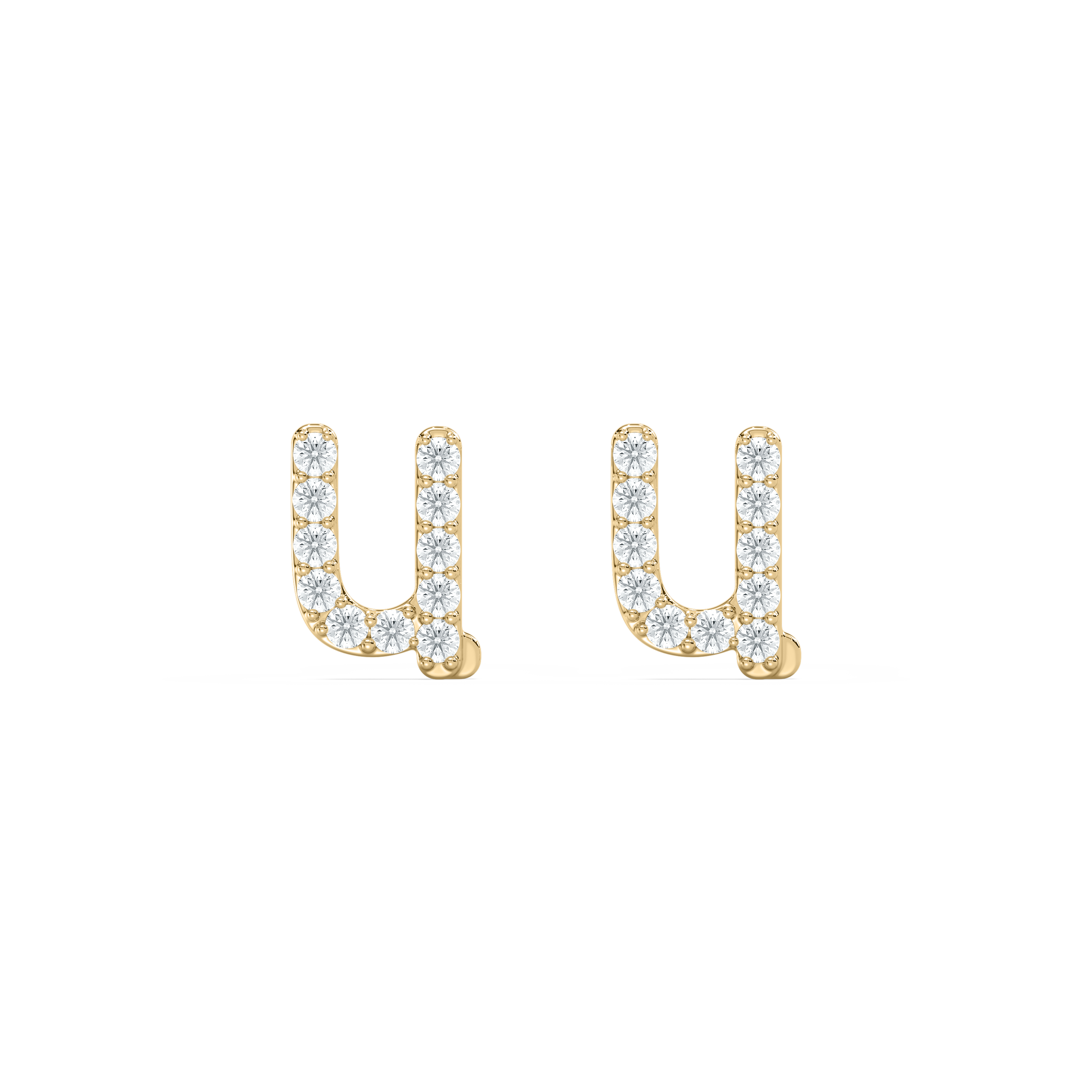 U Initial Alphabet Diamond  Earring