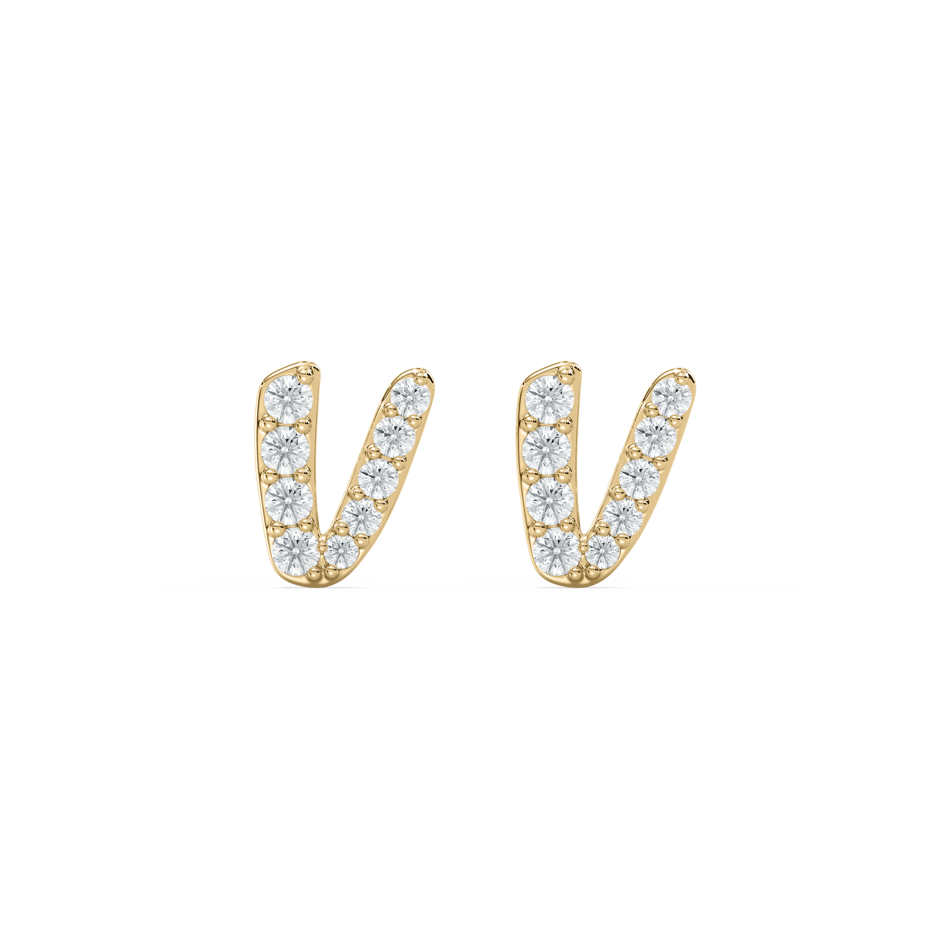 V Initial Alphabet Diamond  Earring