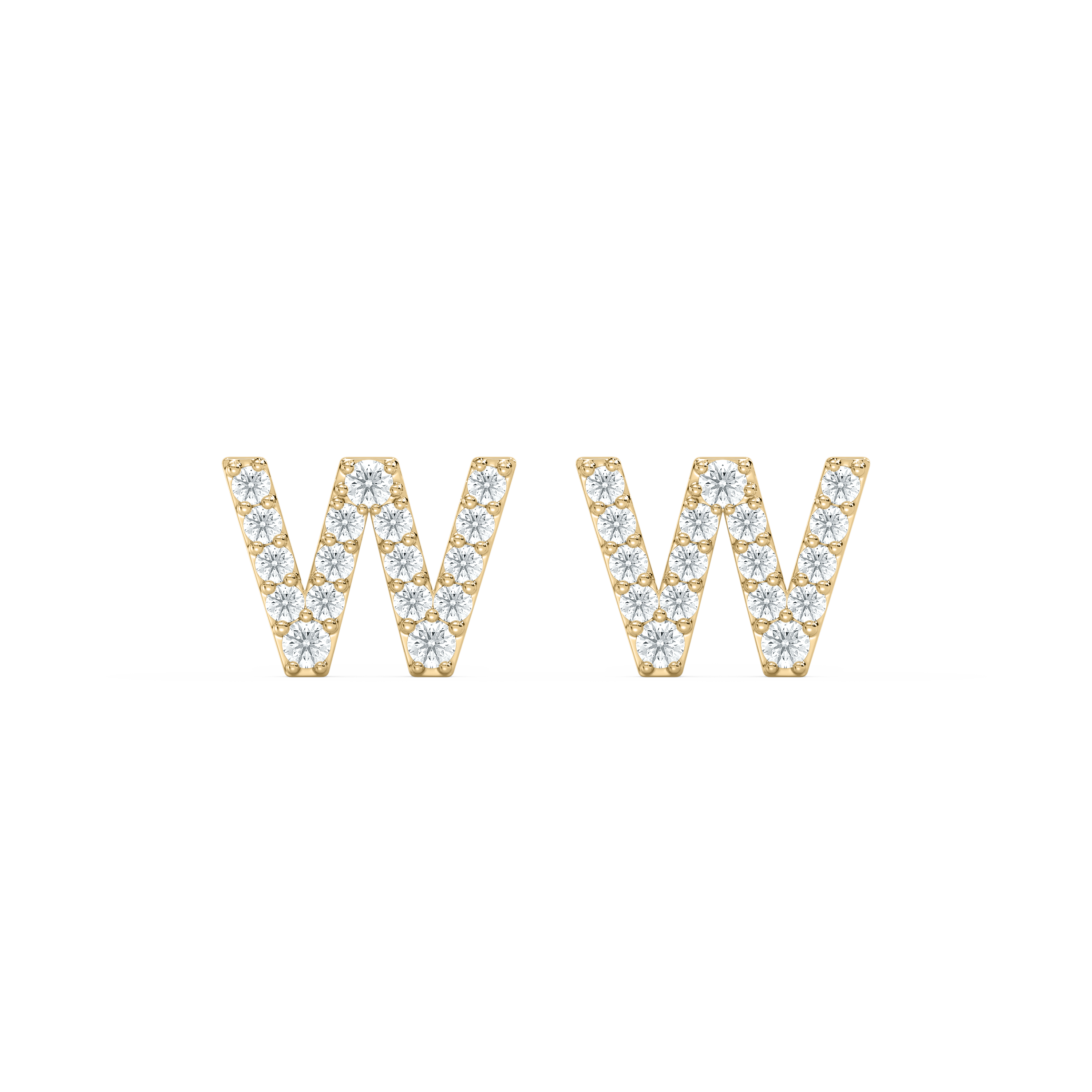 W Initial Alphabet Diamond  Earring