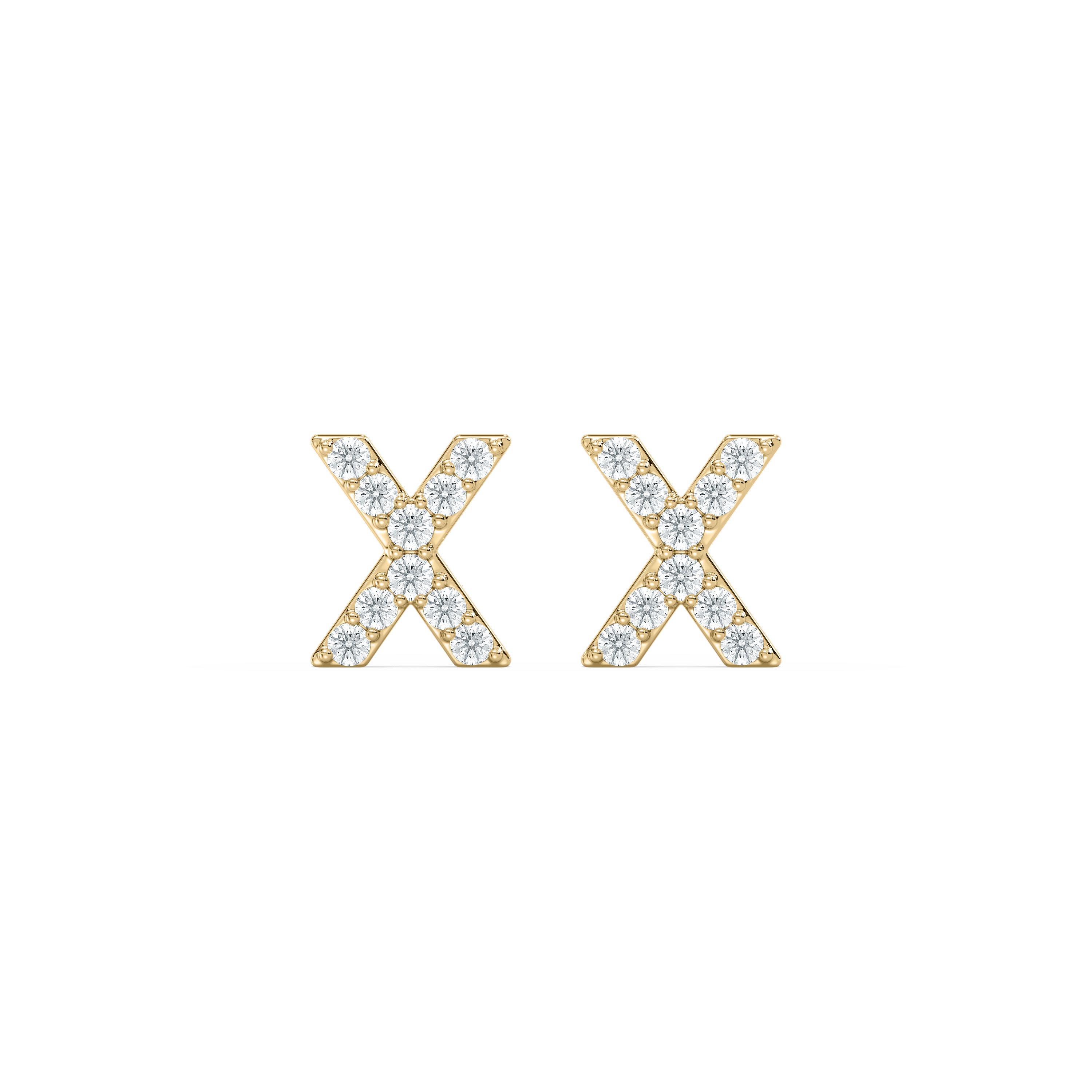 X Initial Alphabet Diamond  Earring