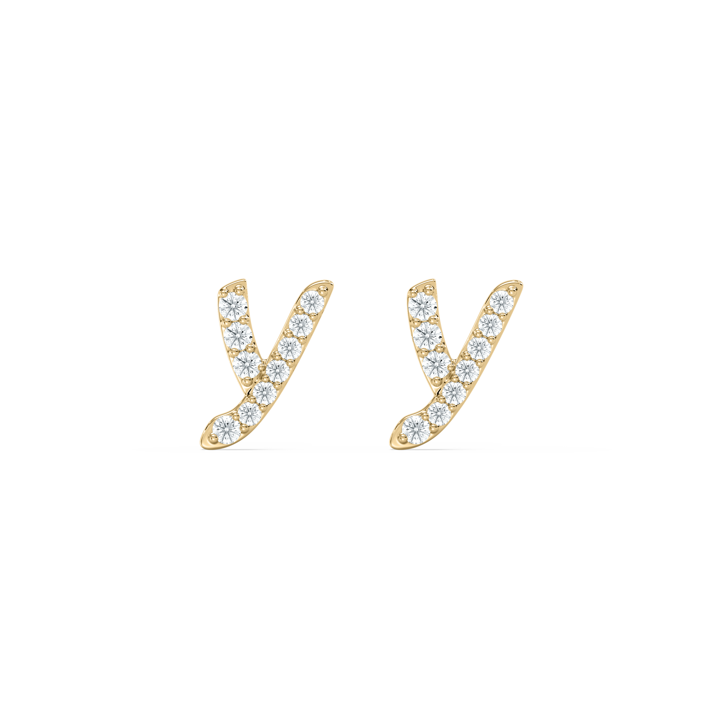 Y Initial Alphabet Diamond  Earring