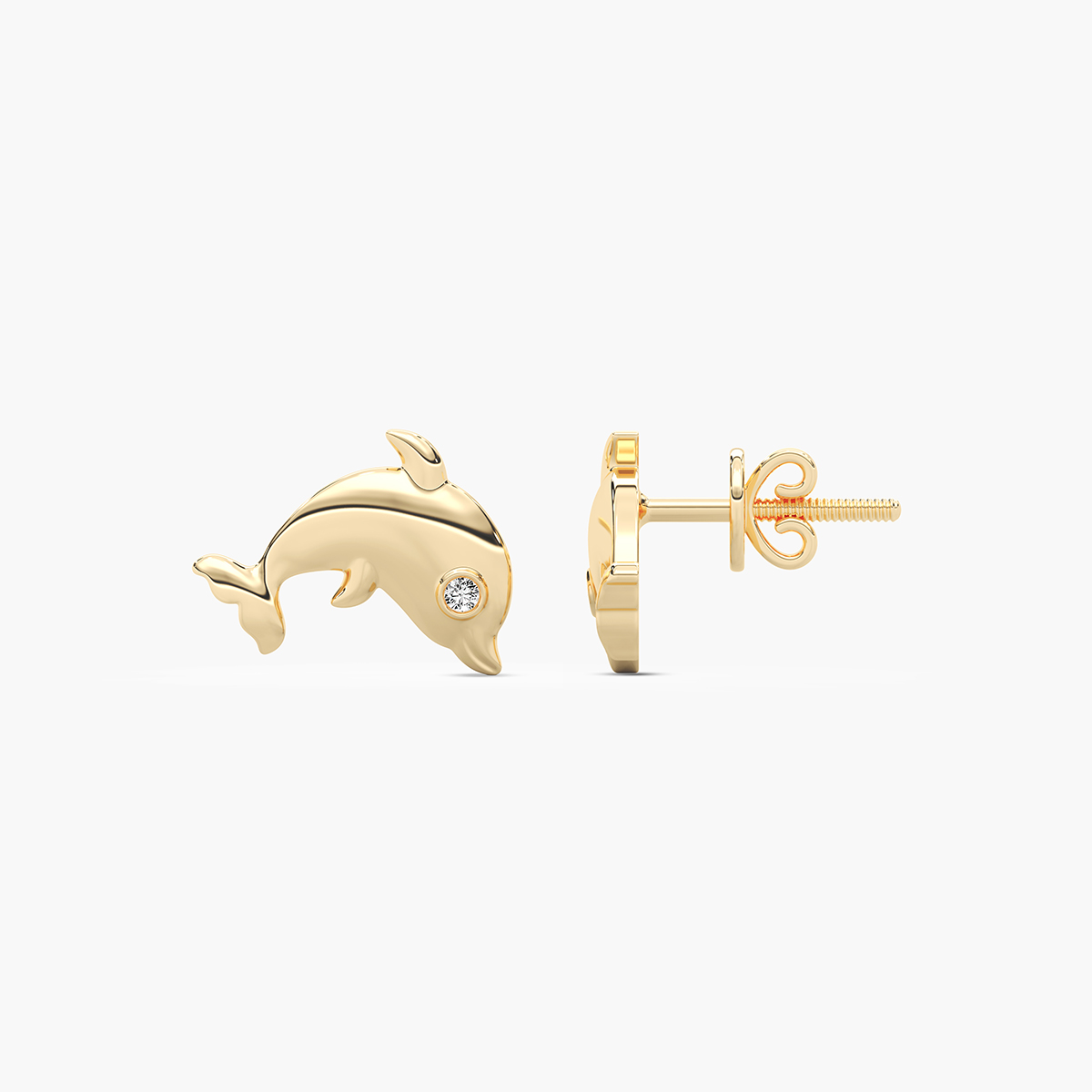 Jumping Dolphin Diamond Kids Earring