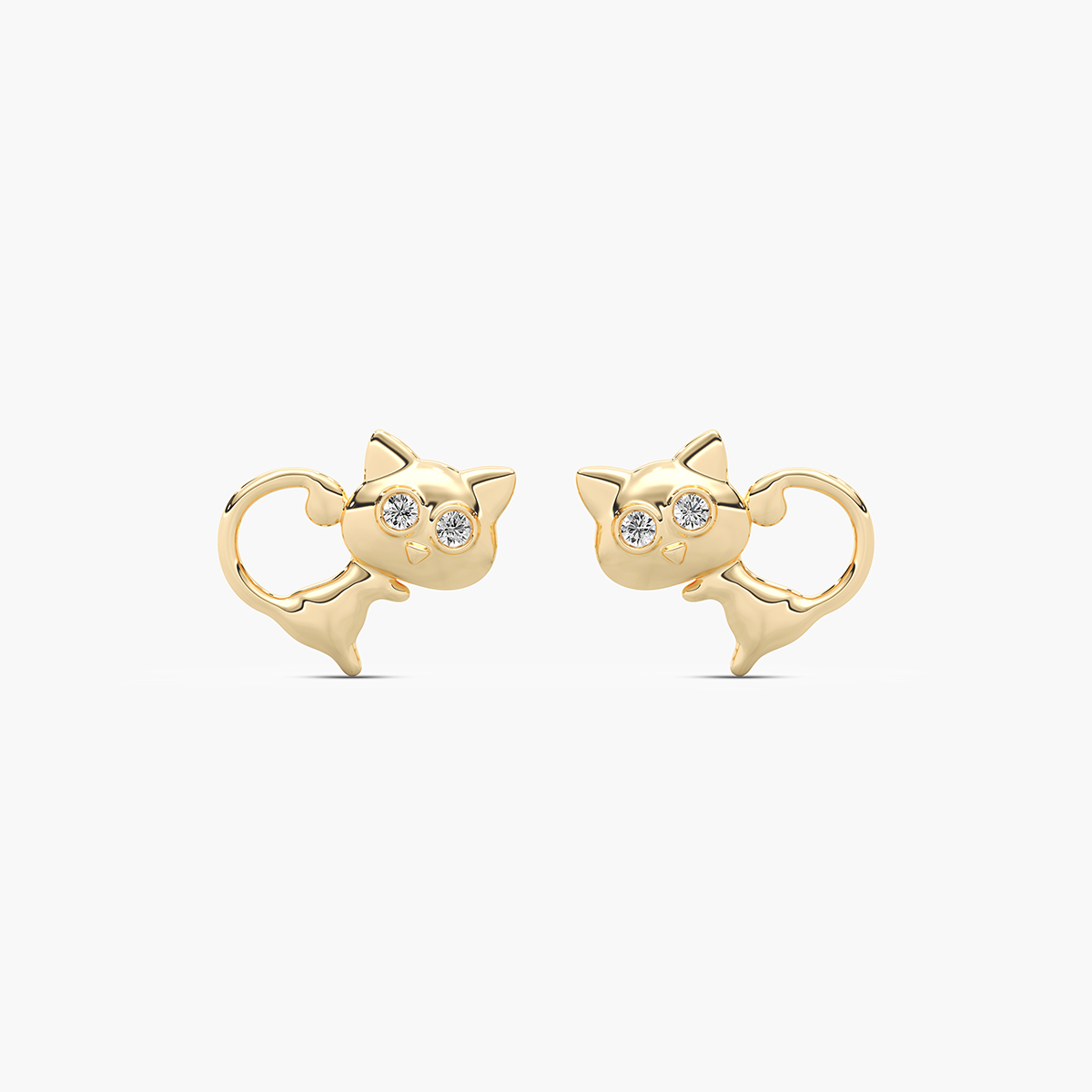 Kitty Cat Diamond Stud Earring