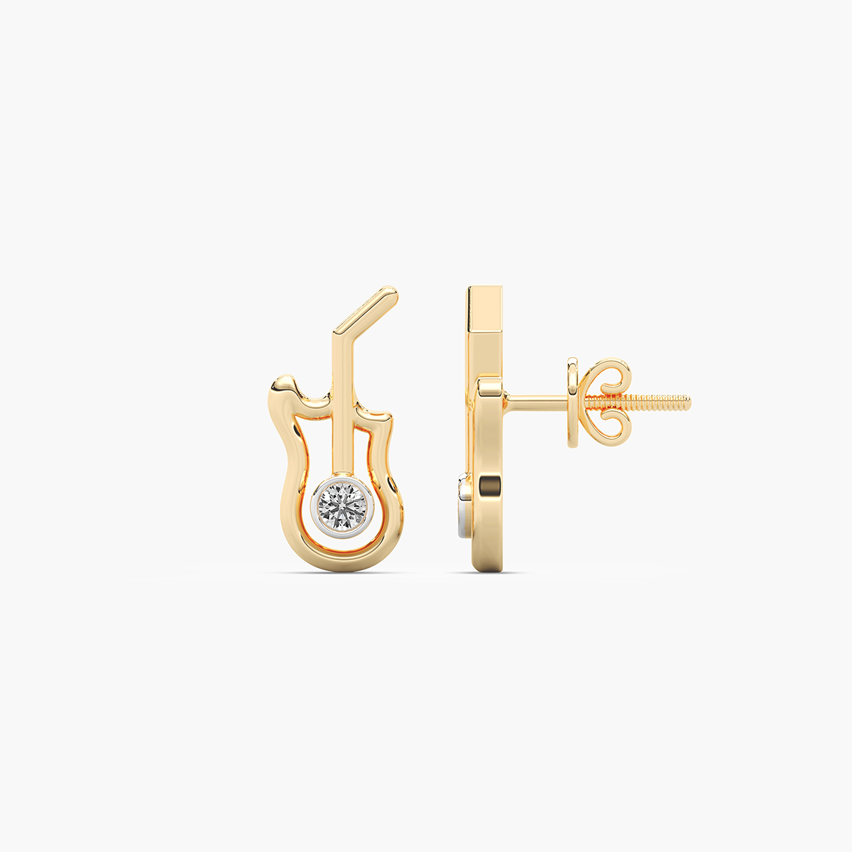 Guitar Style Diamond Stud Earring