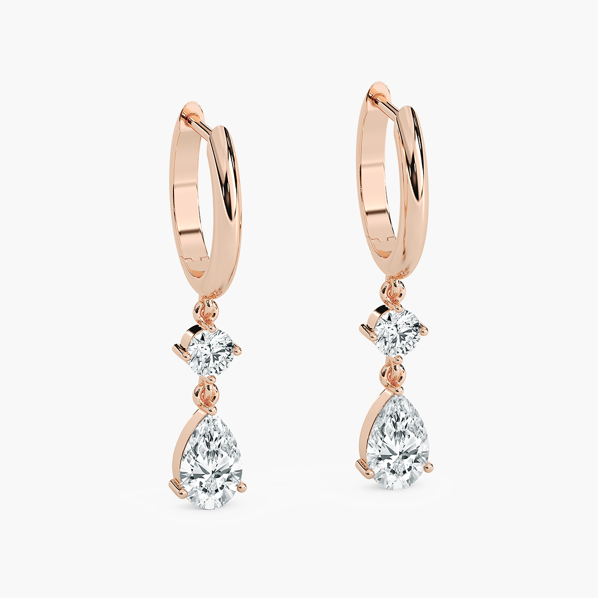 Round And Pear Diamond Dangler Earring
