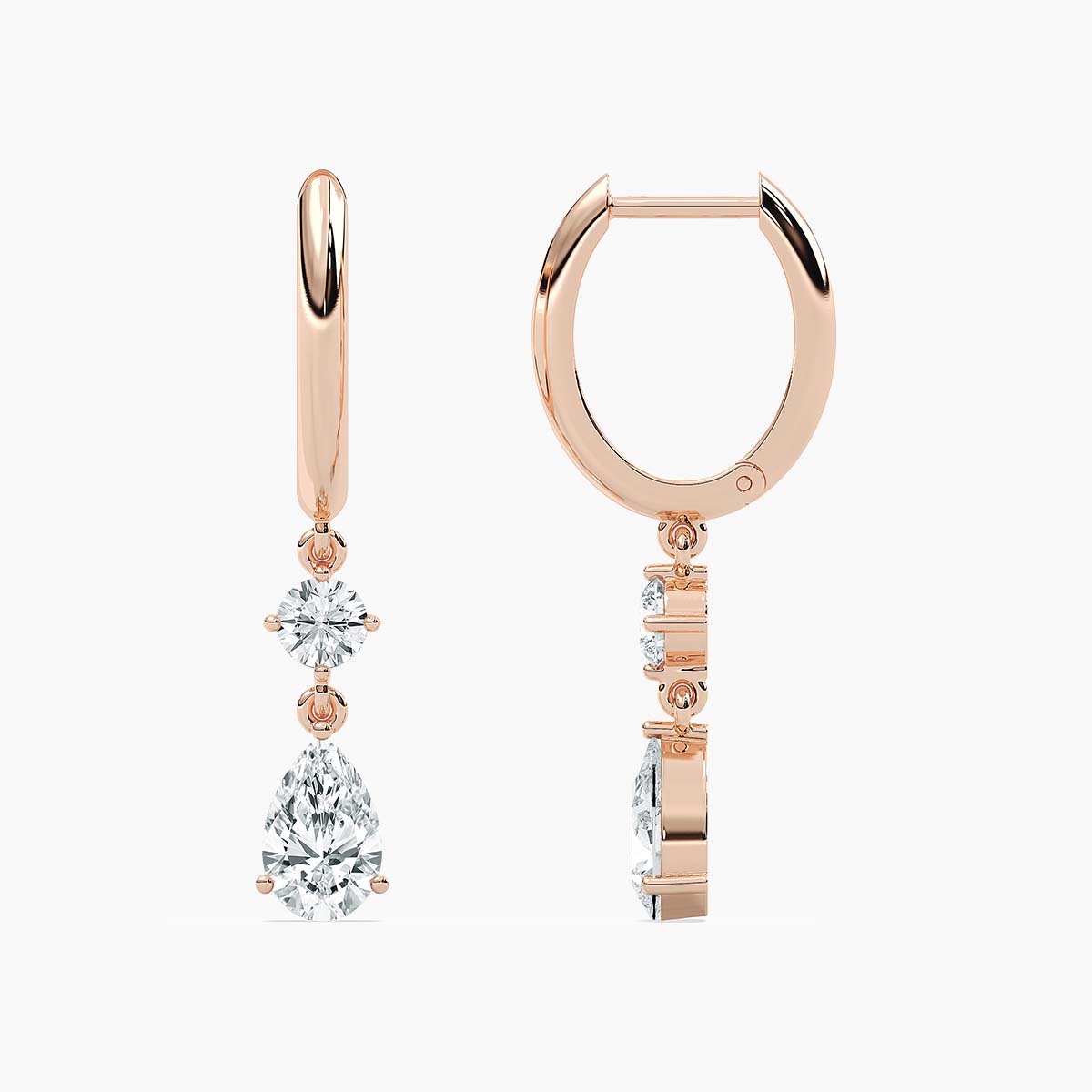 Round And Pear Diamond Dangler Earring