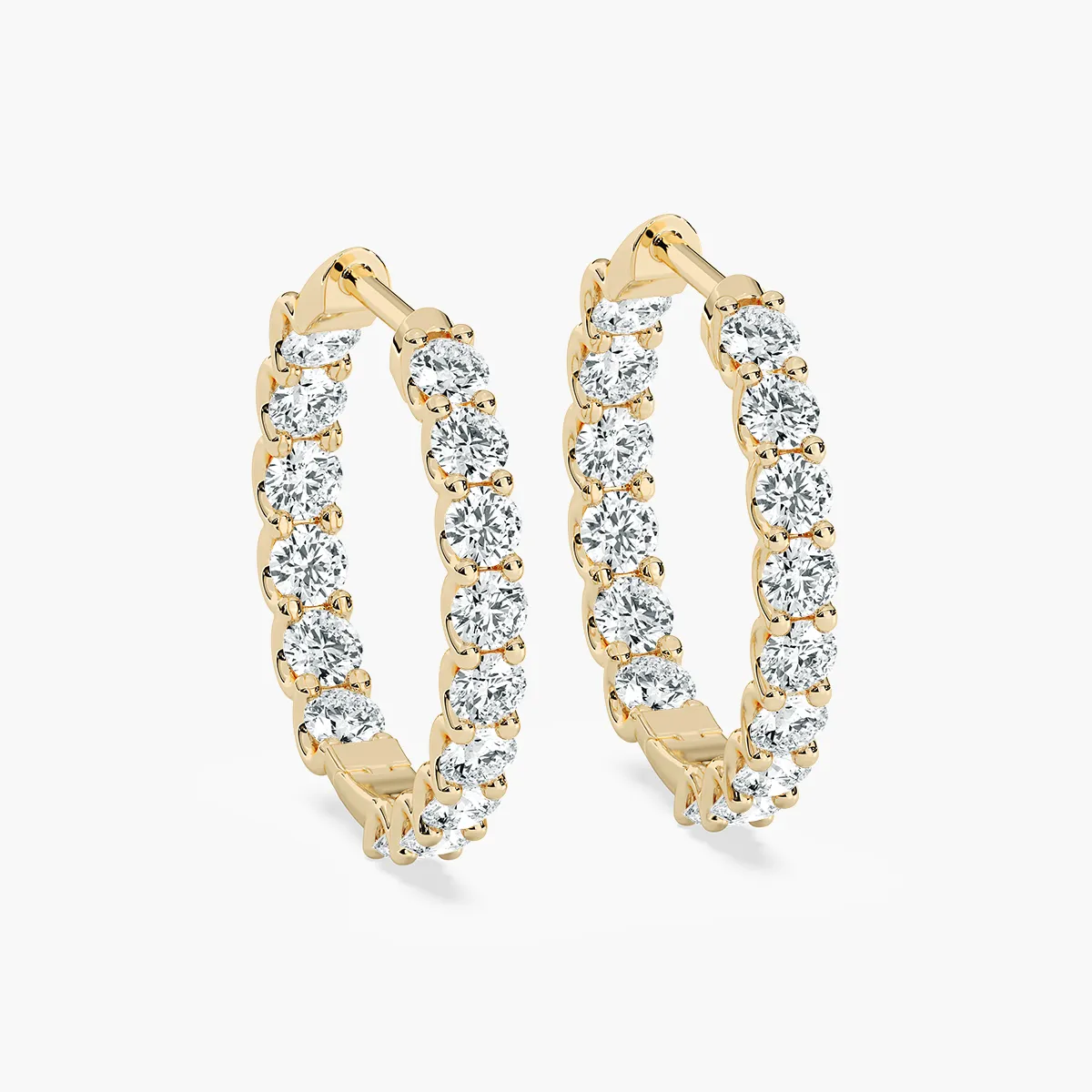Inside Outside Round Diamonds Hoop Earring