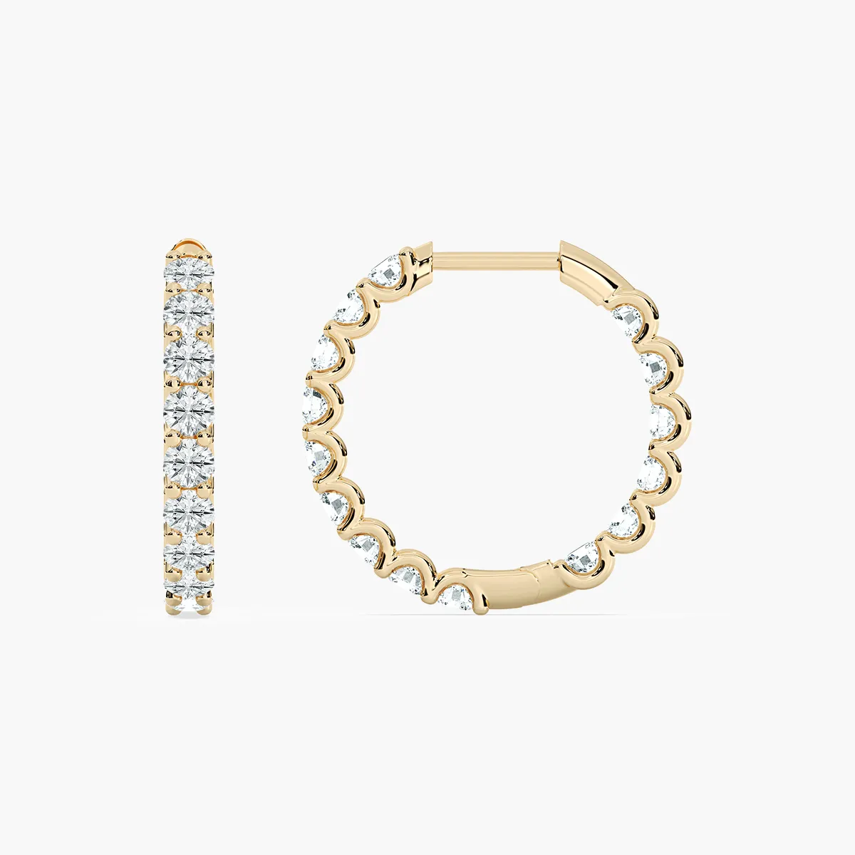 Inside Outside Round Diamonds Hoop Earring