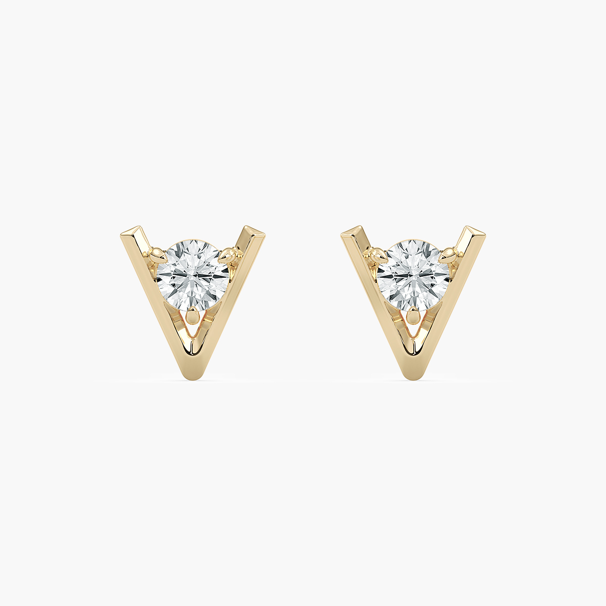 Round Diamond V Style Stud Earring