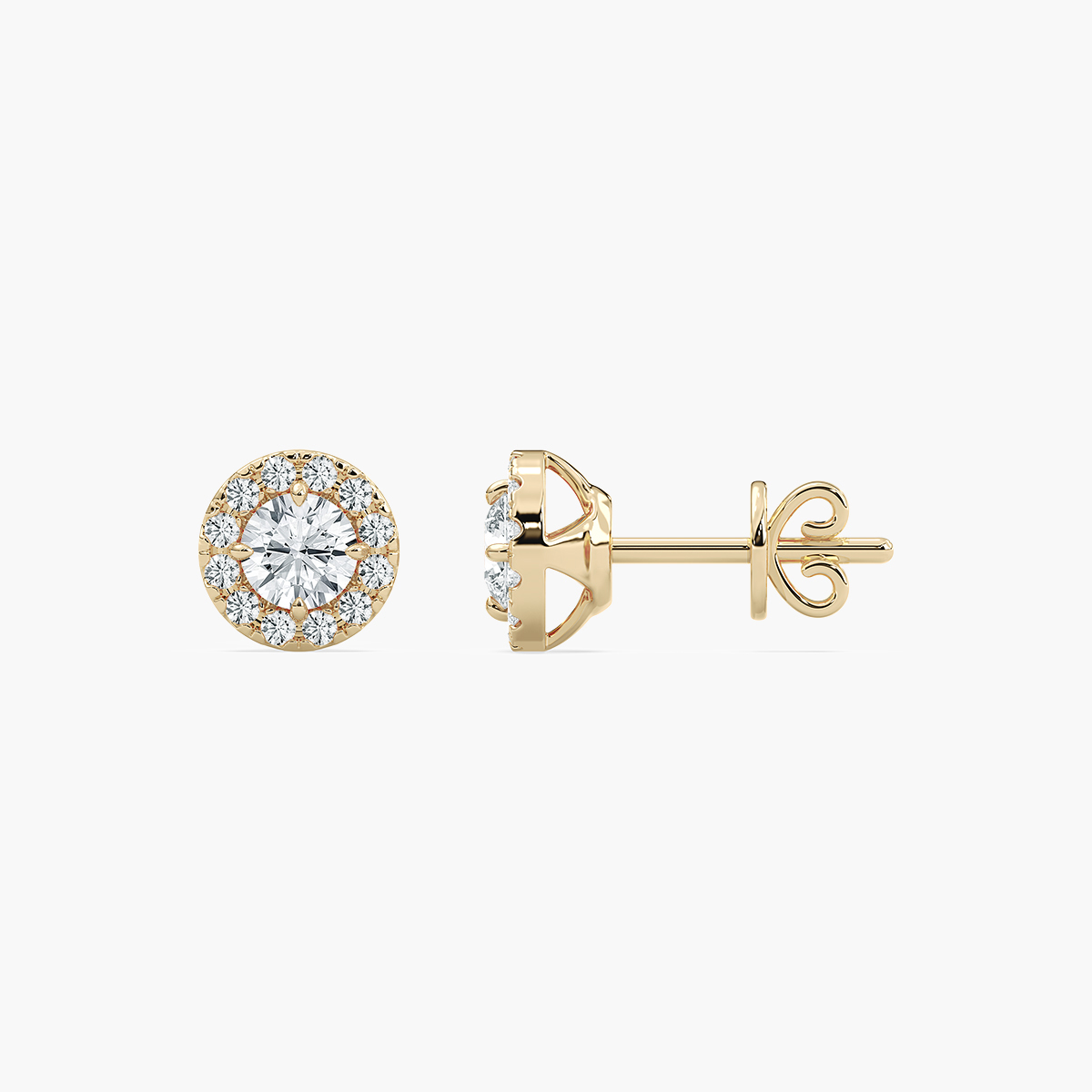 Round Diamonds Prevailing Halo Stud Earring