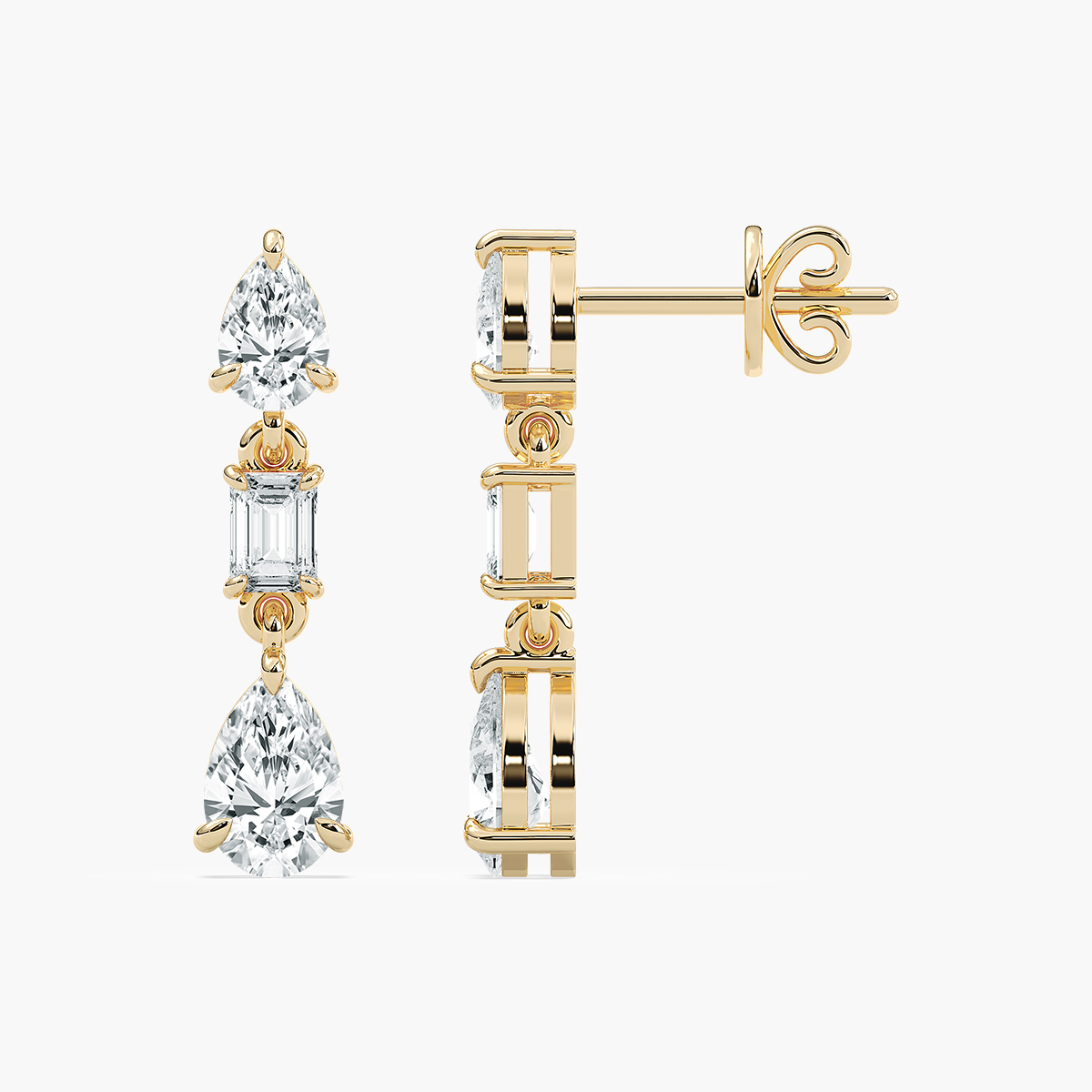 1 Carat Pear Multi Shape Diamond Dangler Earring
