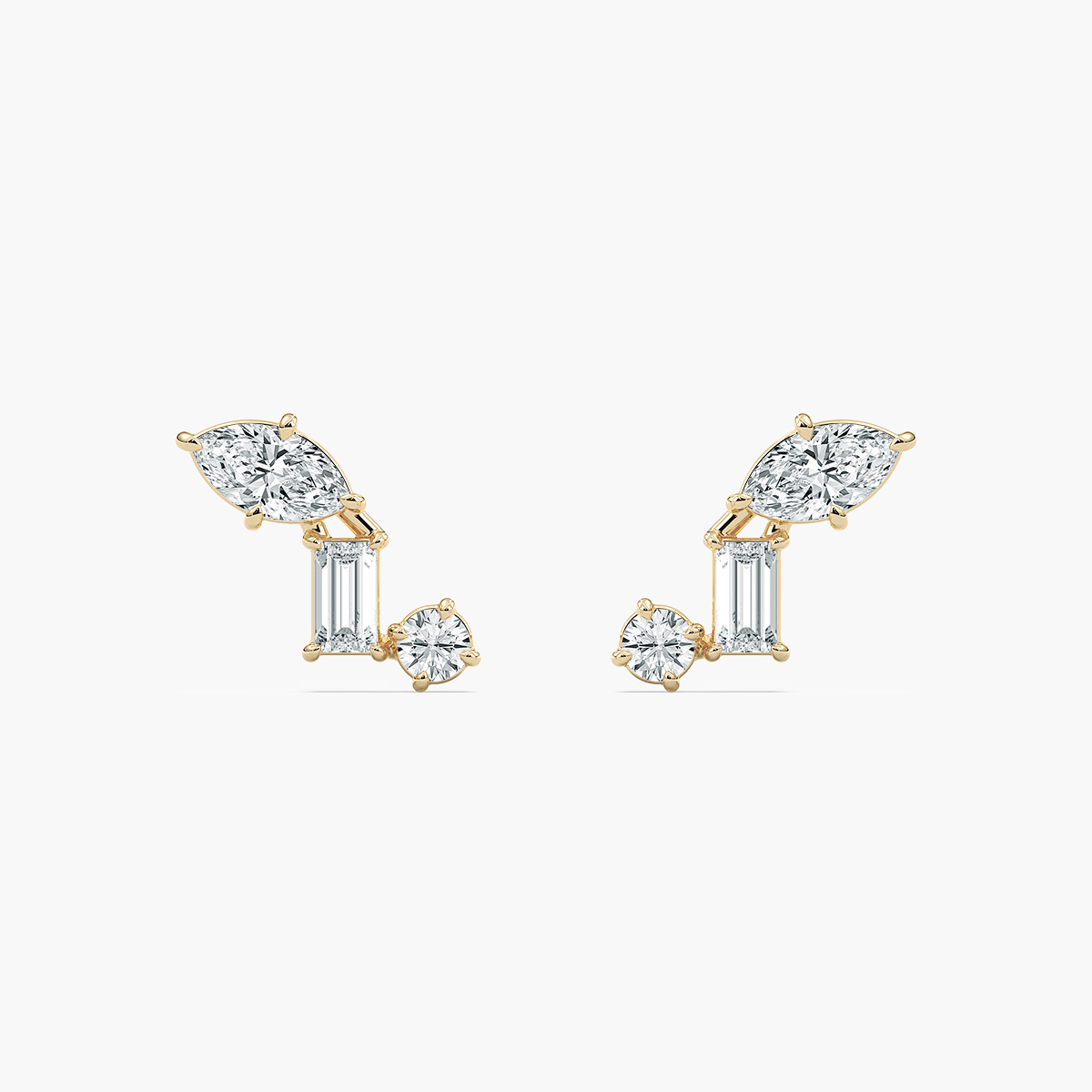 Multi Shape Diamonds Stud Earring