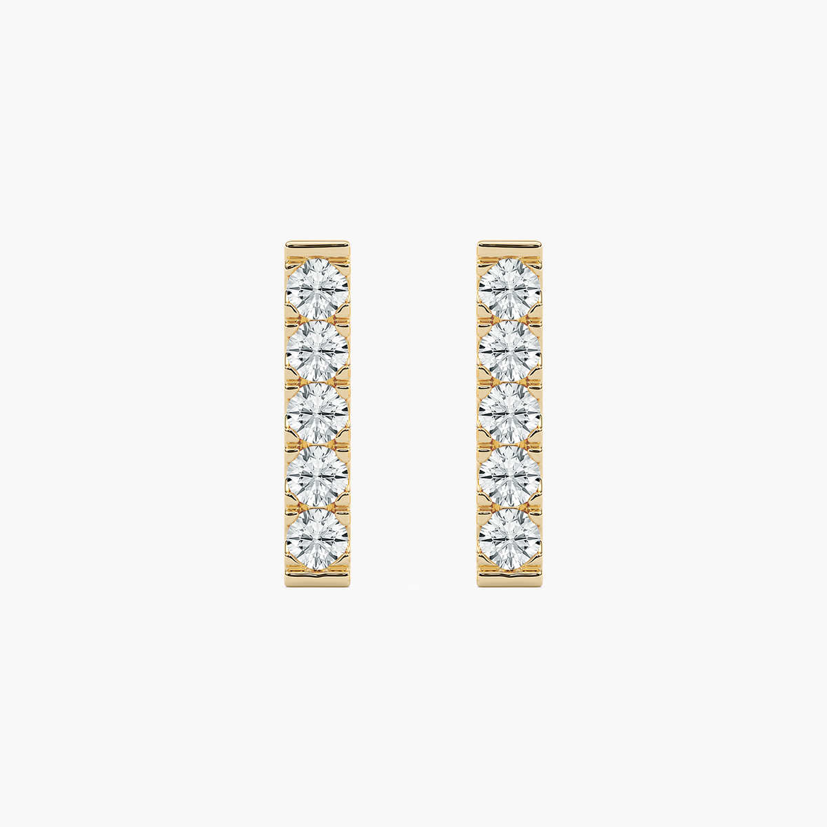 Round Diamond Row Stud Earring
