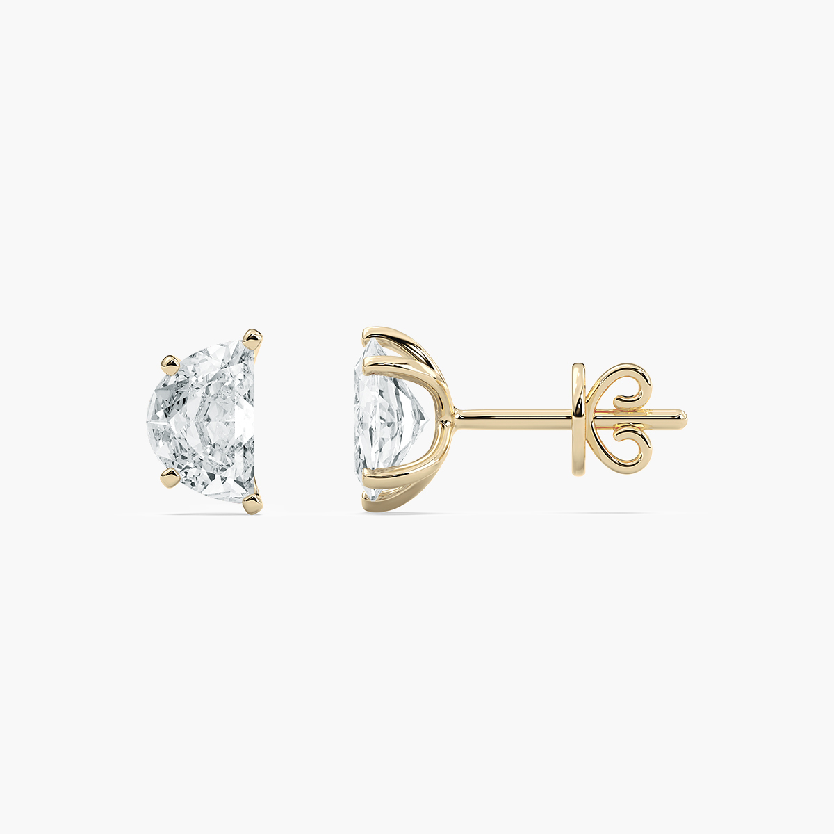4 Carat Half Moon Diamond Stud Earring 