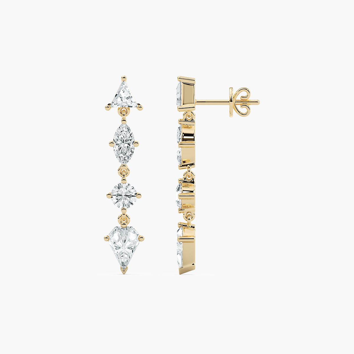 Multi Shape Diamond Dangle Earring