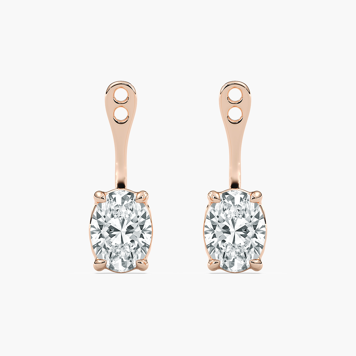1 Carat Oval Diamond Jacket Earring 