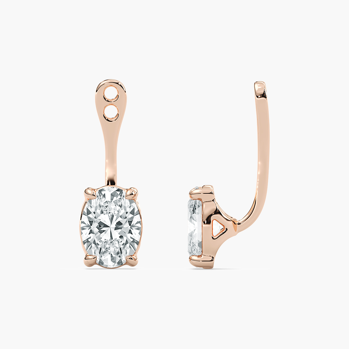 1 Carat Oval Diamond Jacket Earring 
