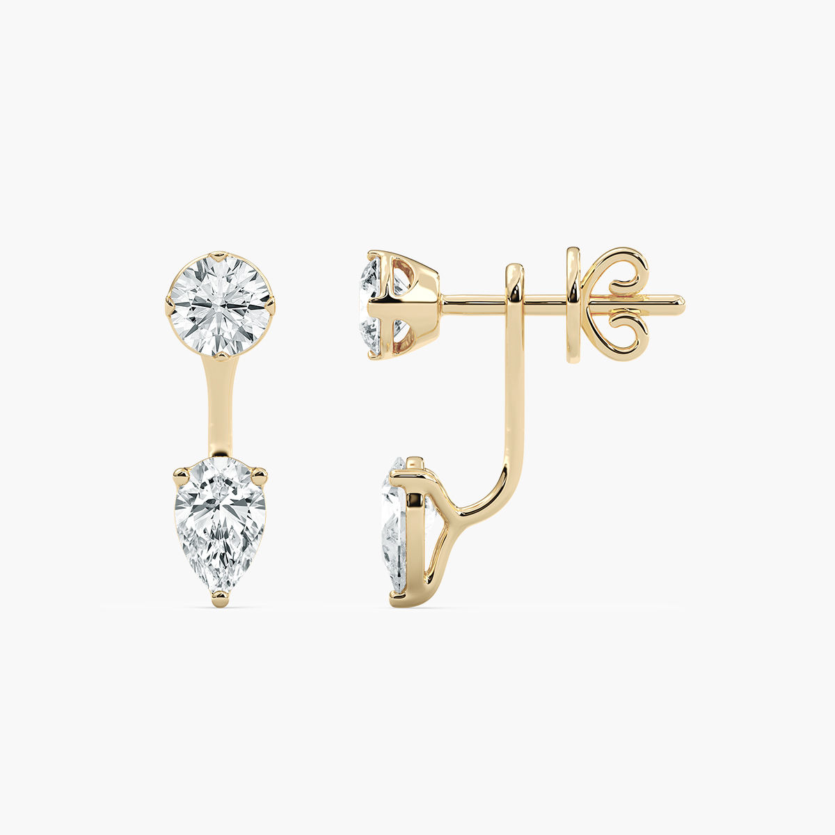 Round And Pear Diamond Jacket Earring