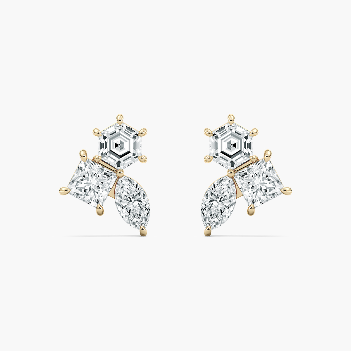 Multi Shape Diamond Stud Earring