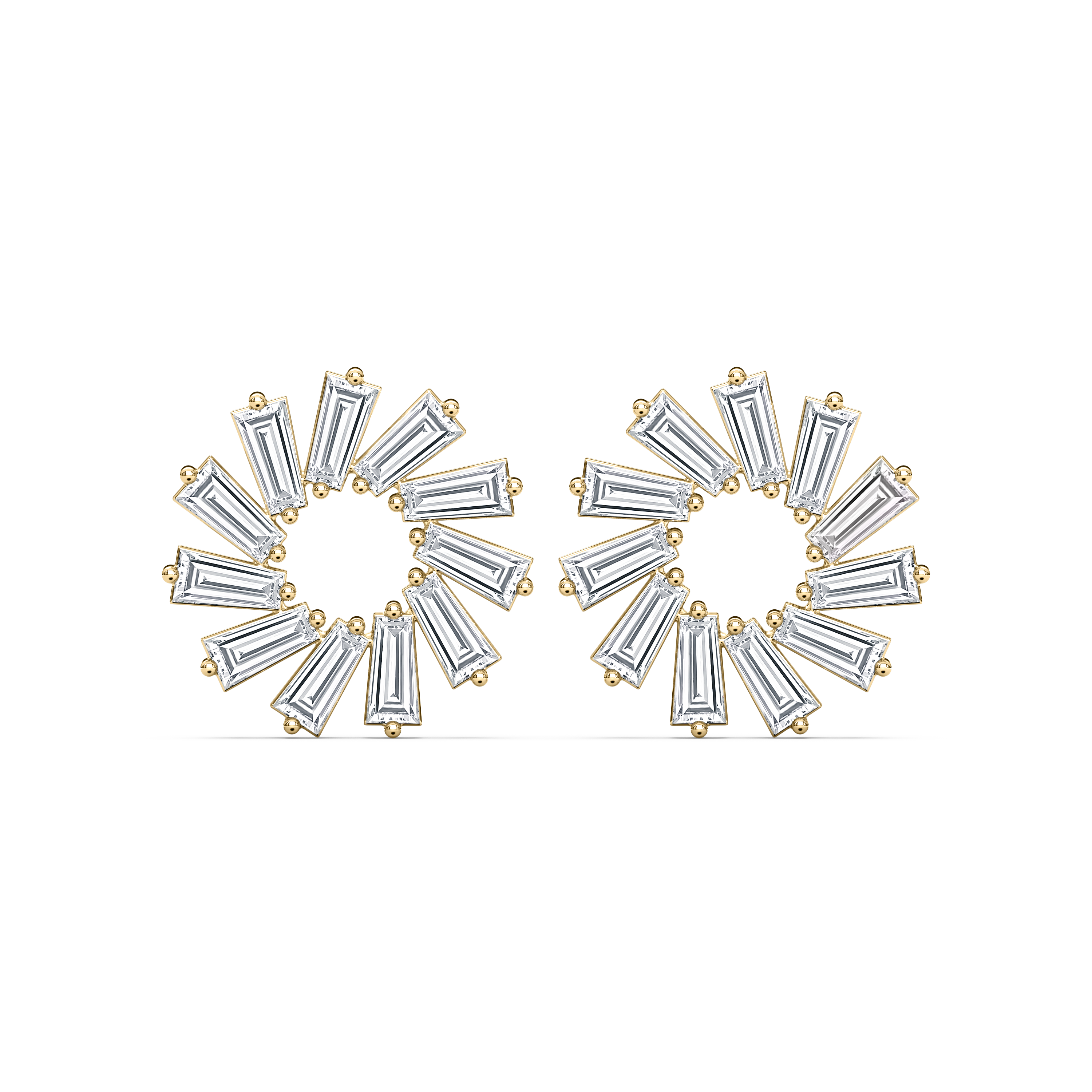 5.50 Carat Tapper Baguette Diamond Immerse Circle Stude Earring (Without Chain)