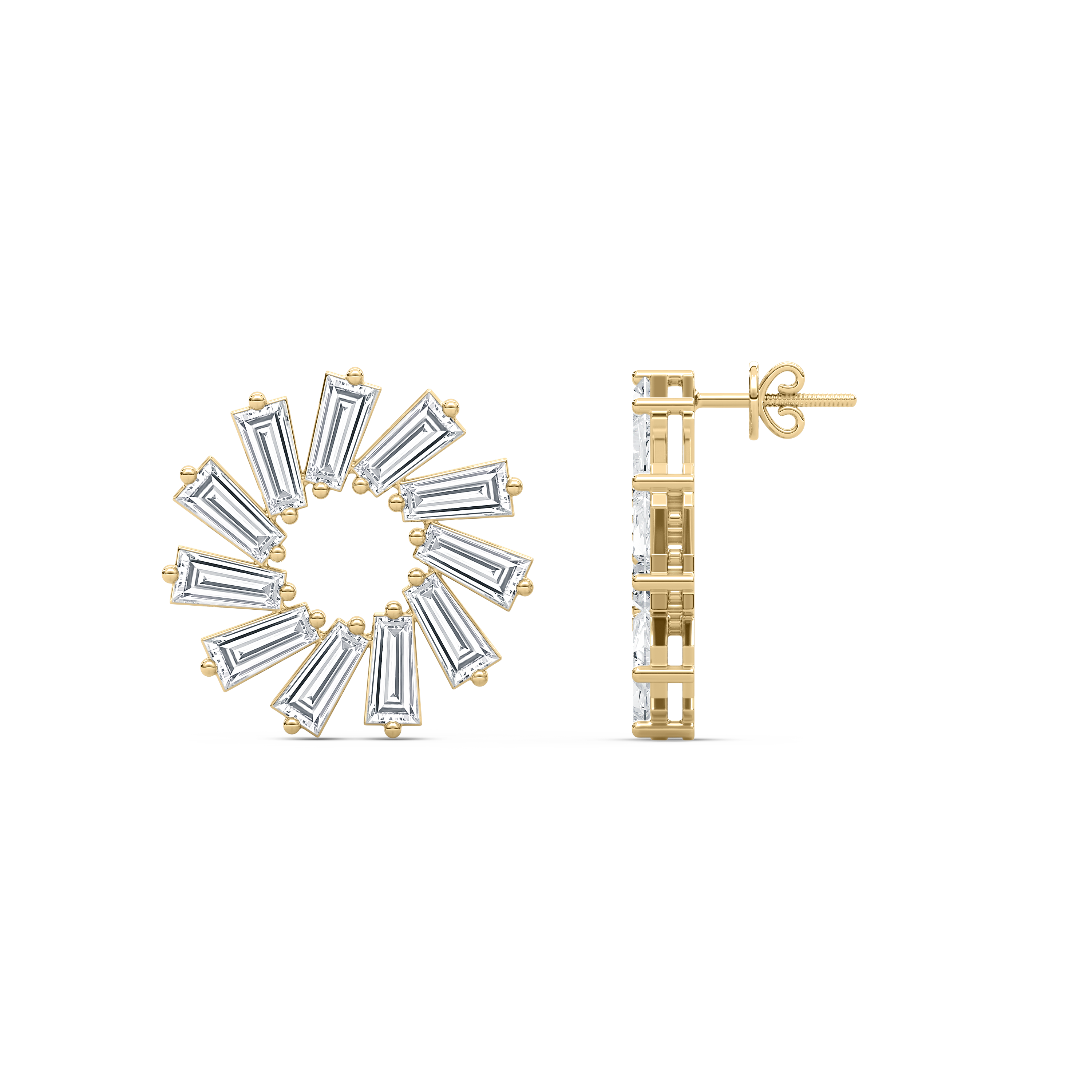 5.50 Carat Tapper Baguette Diamond Immerse Circle Stude Earring (Without Chain)