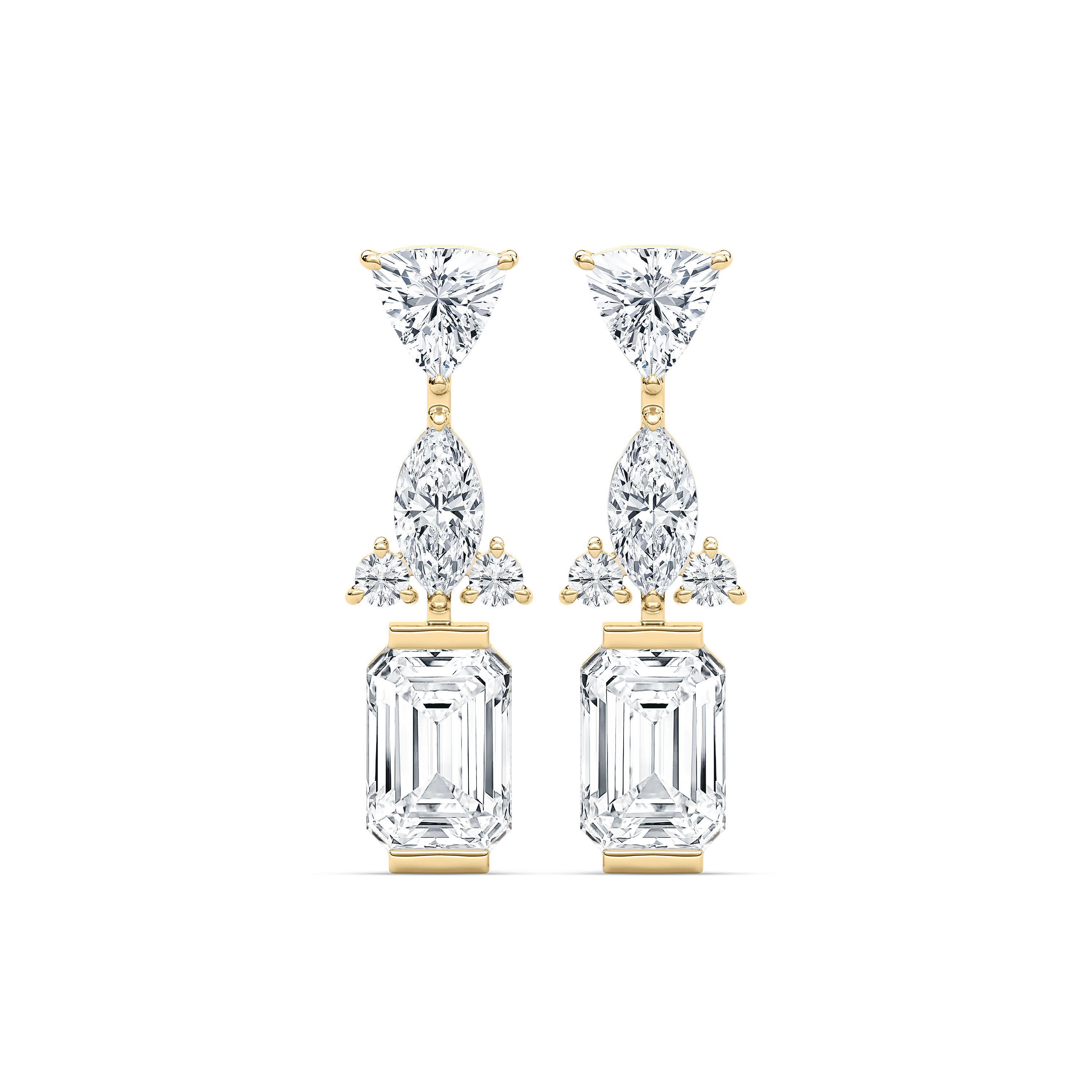 2 Carat Emerald Diamond Multy Shape Stude Earring (Without Chain)