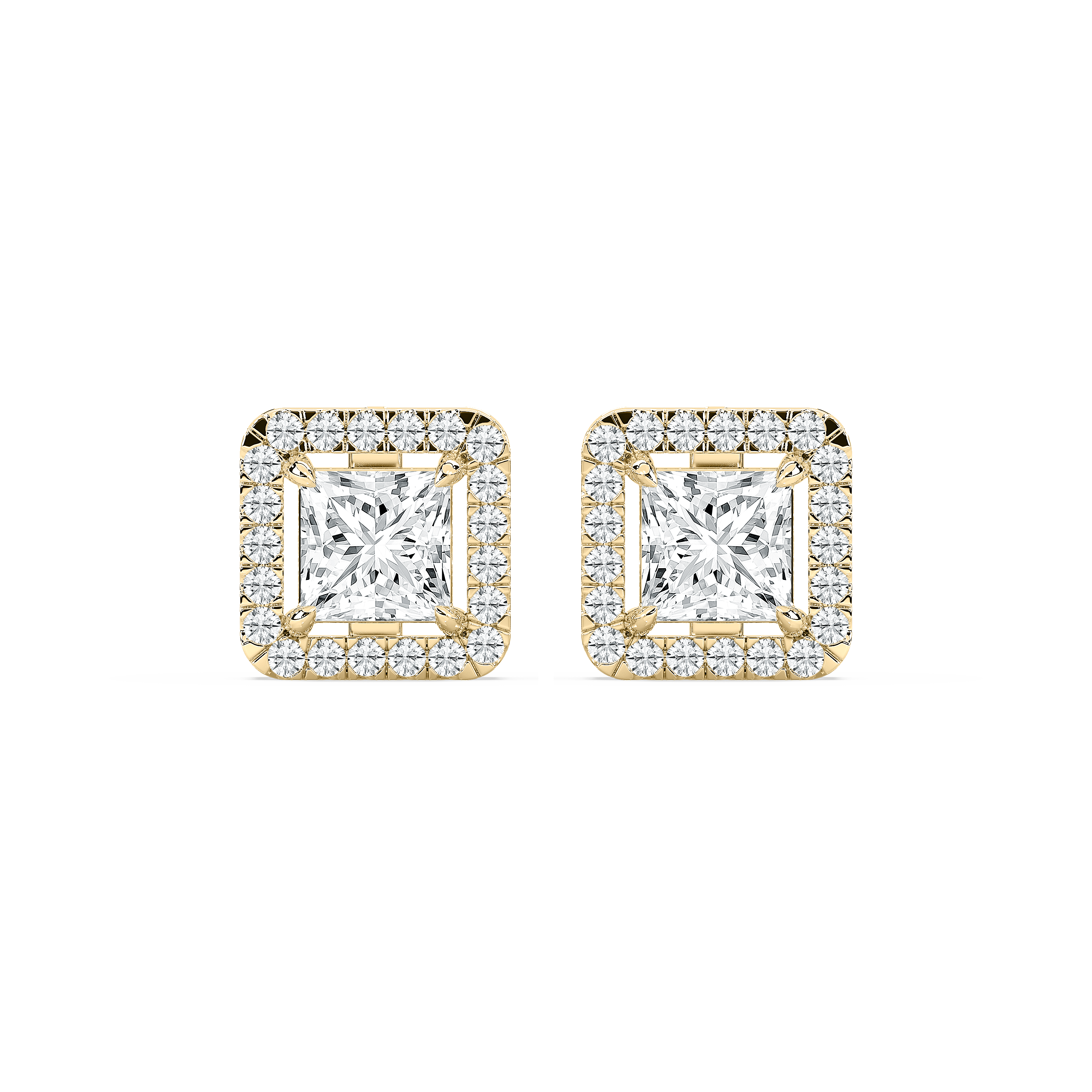 2.50 Carat Princess Diamond Akamai Halo Stud Earring