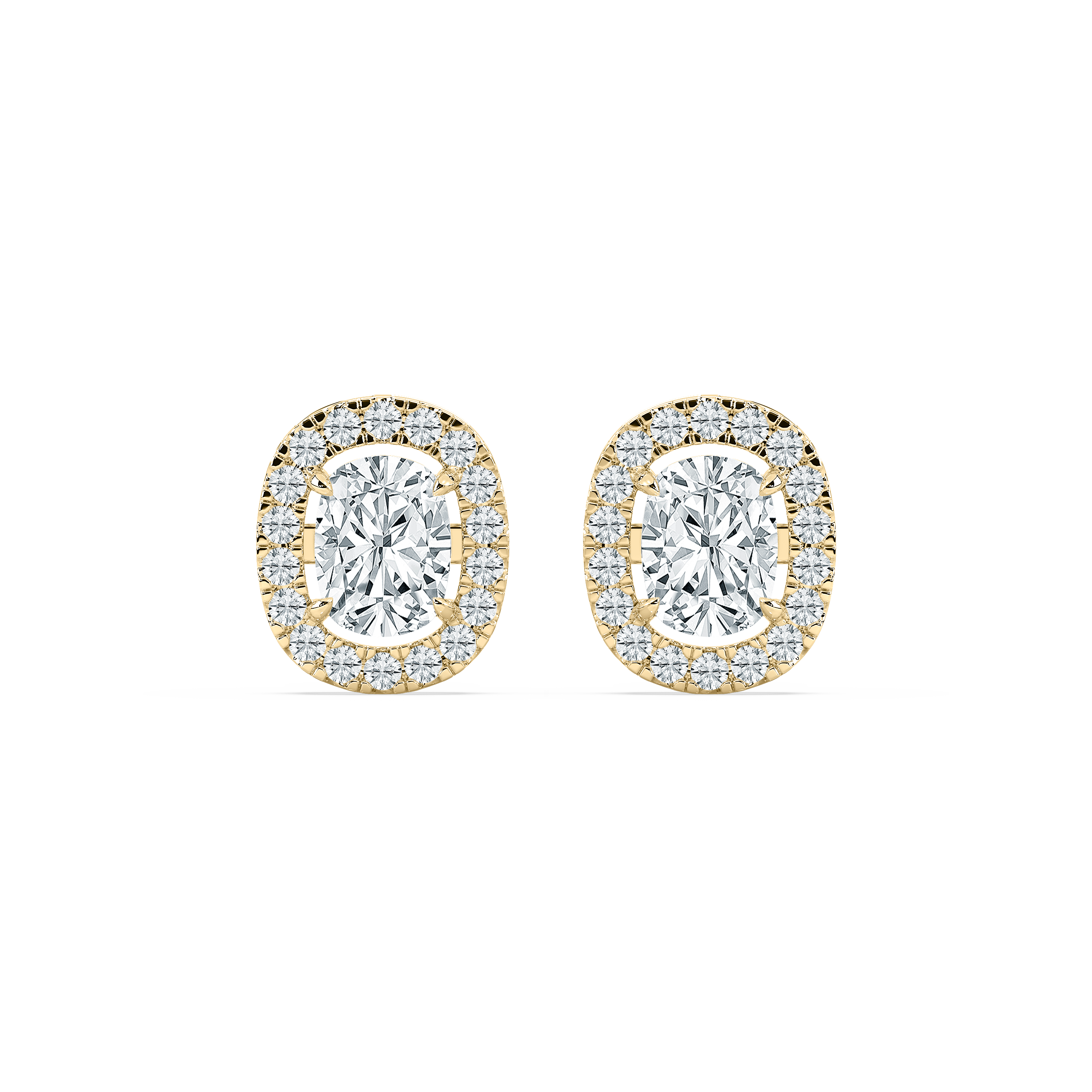 2.50 Carat cushion Diamond Akira Halo Stud Earring